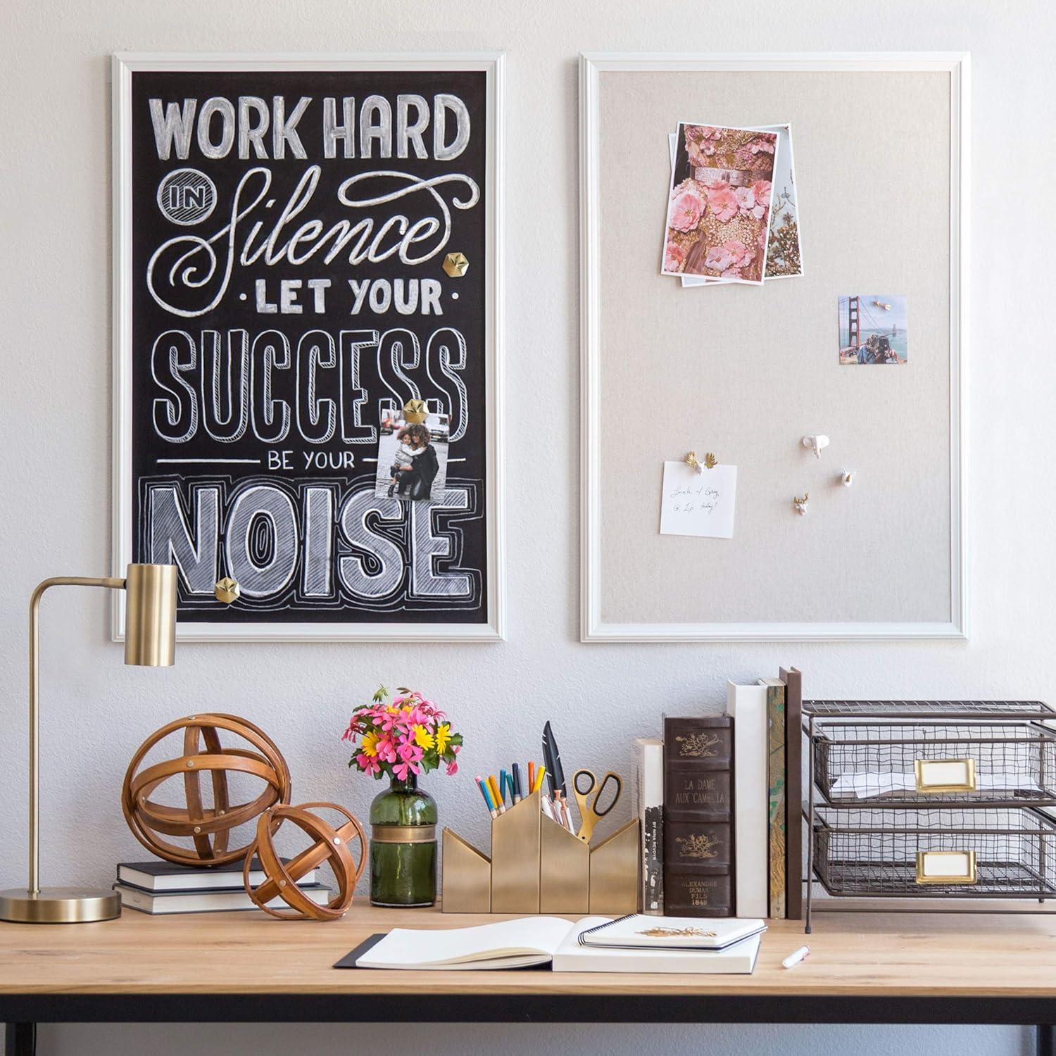 White Linen Bulletin Board with Wood Frame, 30" x 20"