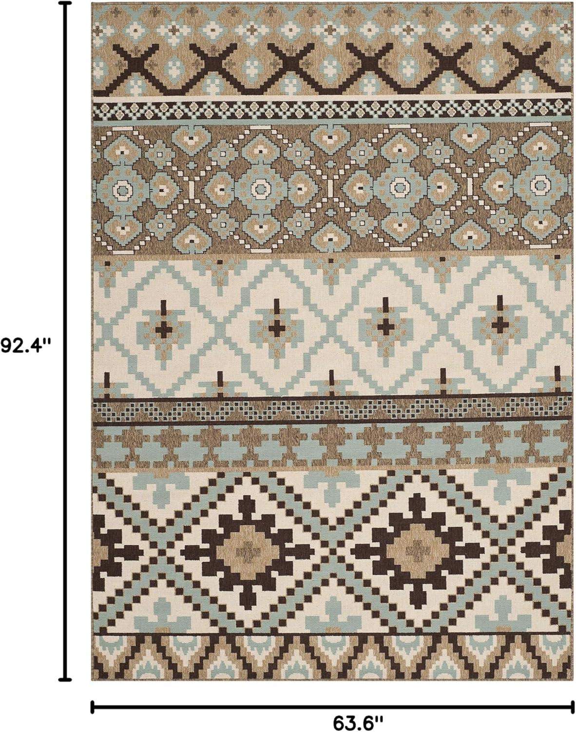 Veranda VER097 Power Loomed Indoor and Outdoor Area Rug - Creme/Brown - 5'3"x7'7" - Safavieh.
