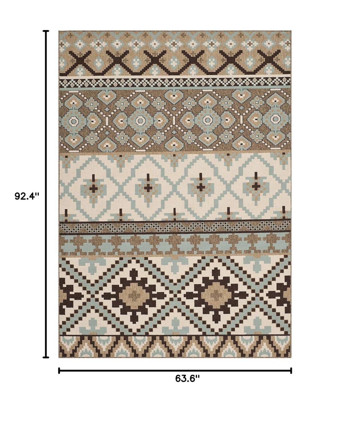 Veranda VER097 Power Loomed Indoor and Outdoor Area Rug - Creme/Brown - 5'3"x7'7" - Safavieh.