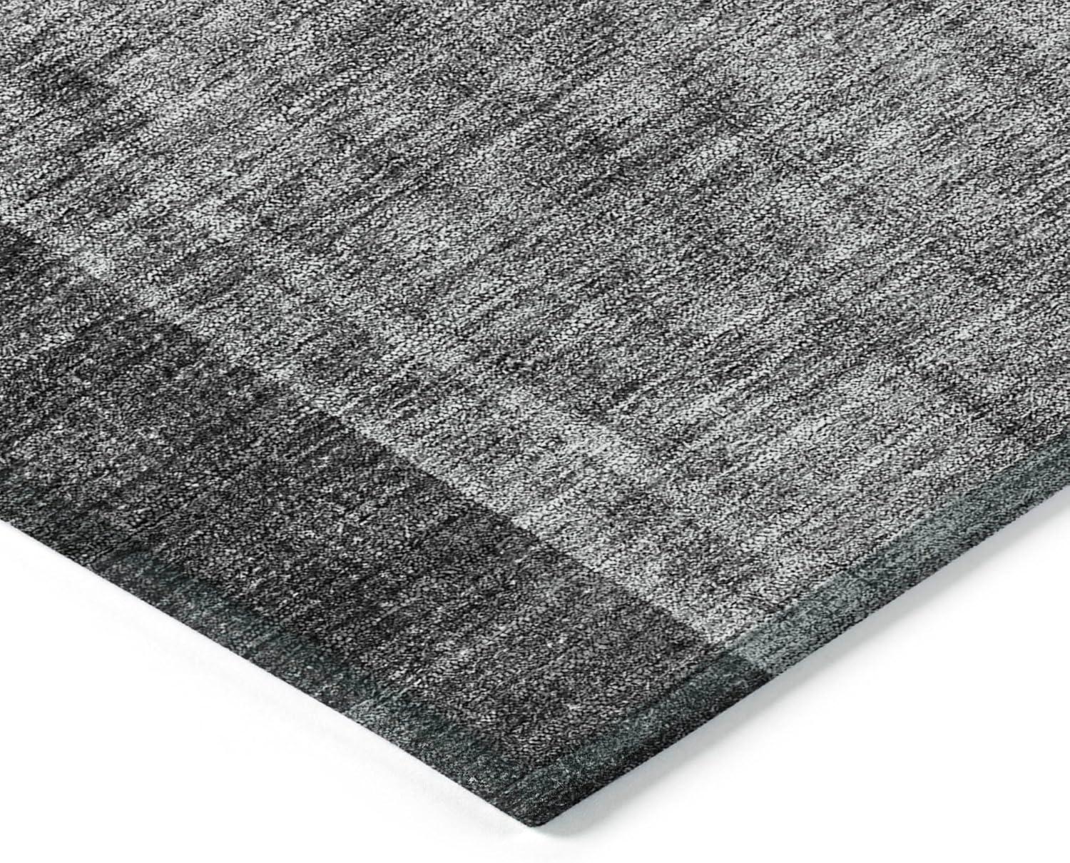 Charcoal Geometric Synthetic Flat Woven Indoor Outdoor Rug 3' x 5'