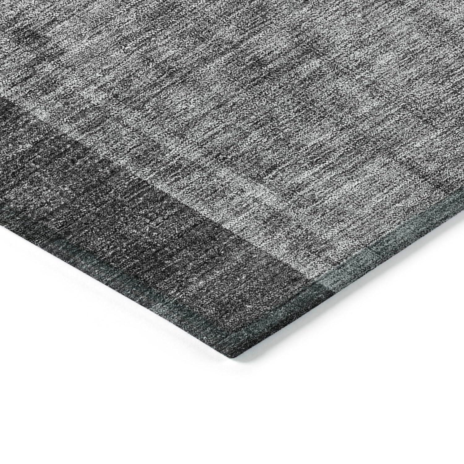 Charcoal Geometric Synthetic Flat Woven Indoor Outdoor Rug 3' x 5'