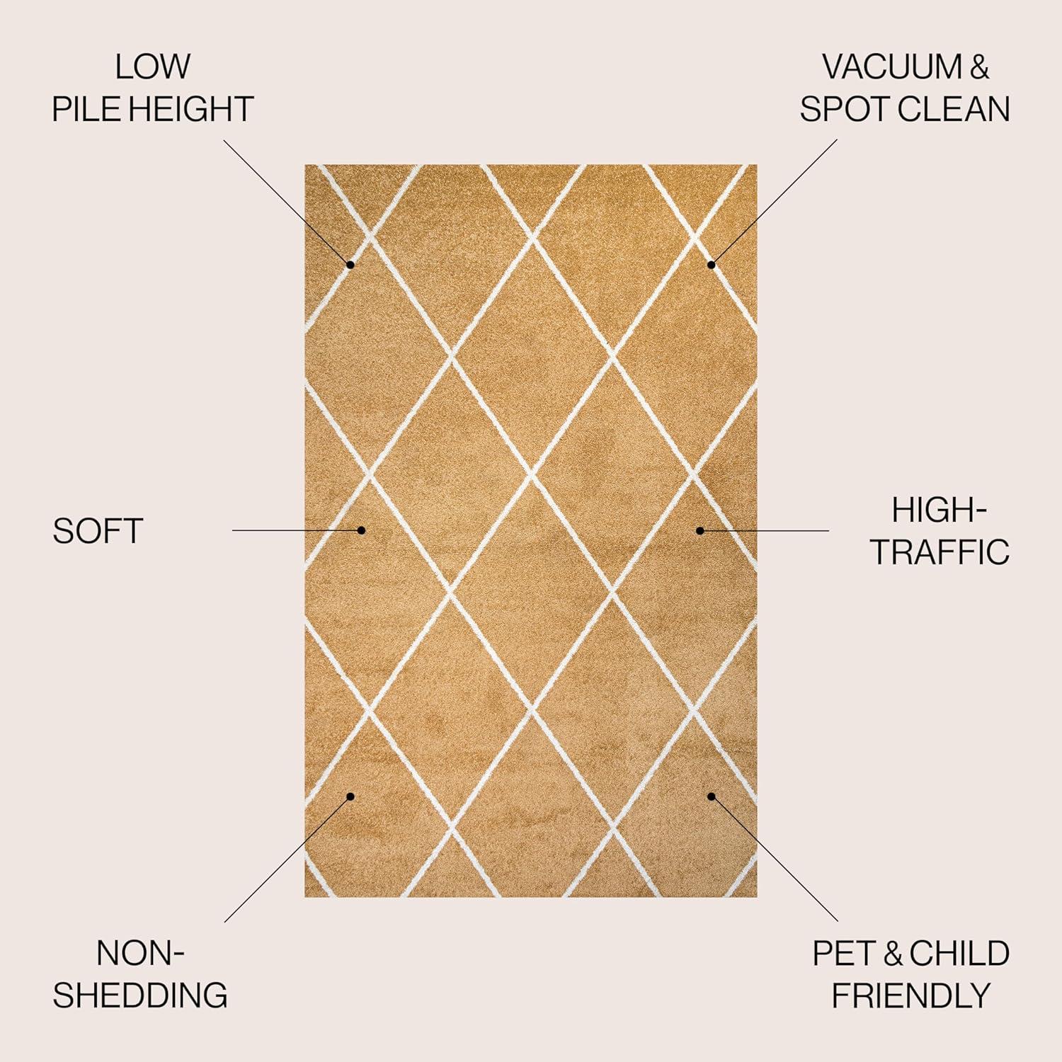 8'x10'  Cole Minimalist Diamond Trellis Area Rug, Gold/White - JONATHAN Y