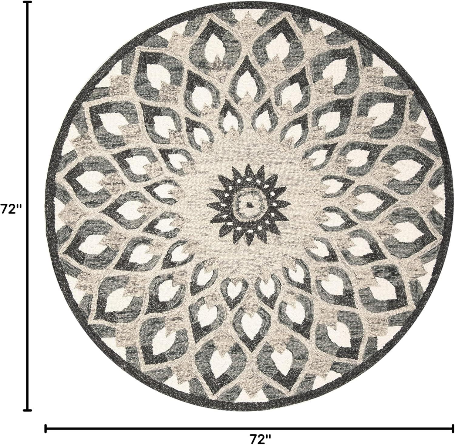 Novelty NOV603 Hand Tufted Area Rug - Charcoal/Ivory - 6' Round - Safavieh.