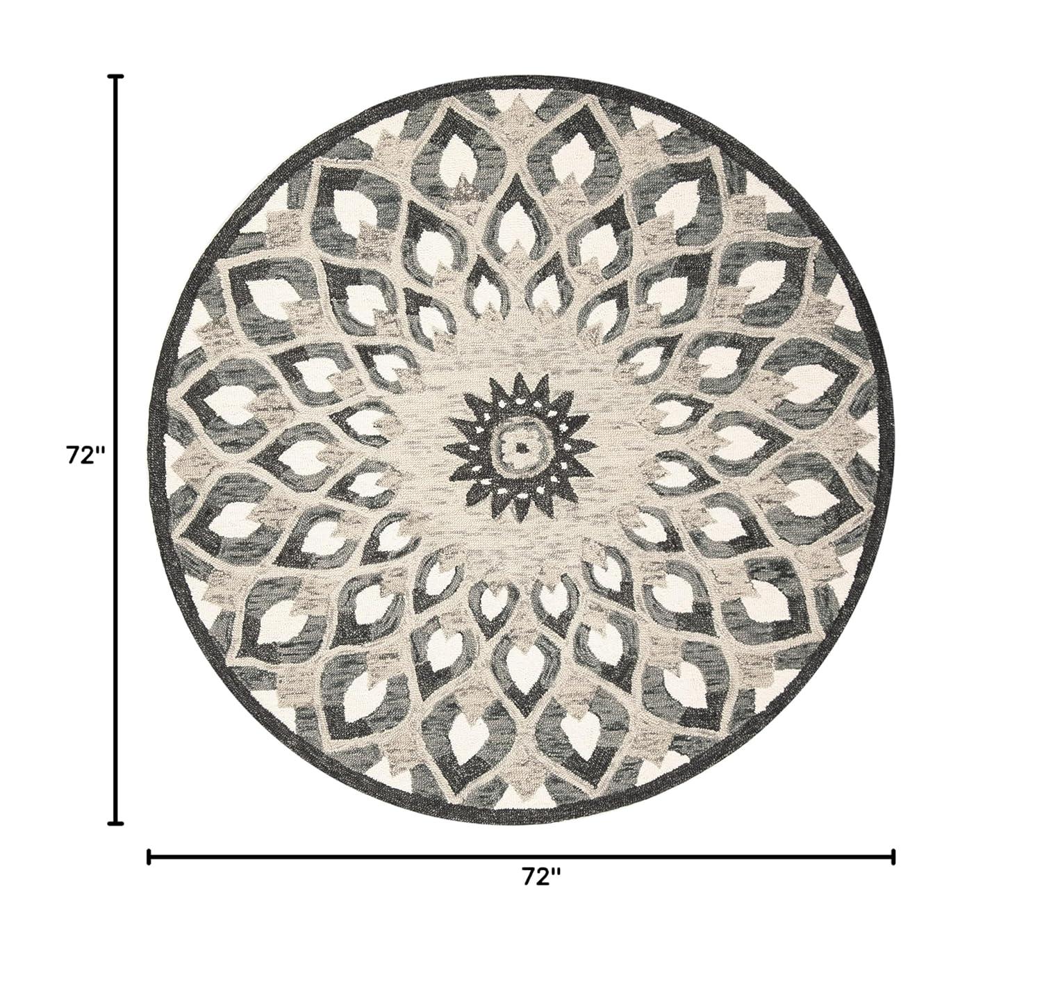 Novelty NOV603 Hand Tufted Area Rug - Charcoal/Ivory - 6' Round - Safavieh.