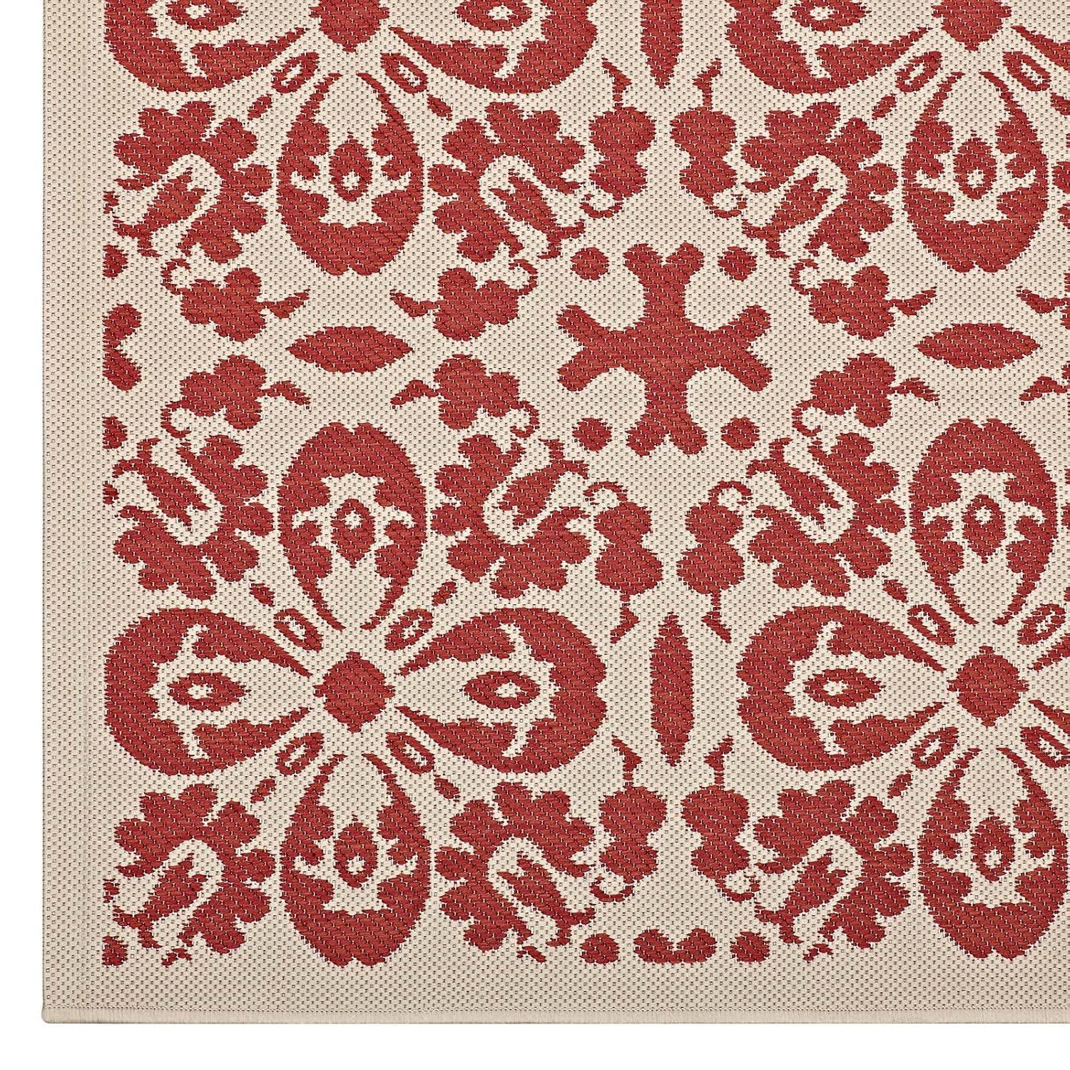 Modway Ariana Vintage Floral Trellis 4x6 Indoor and Outdoor Area Rug