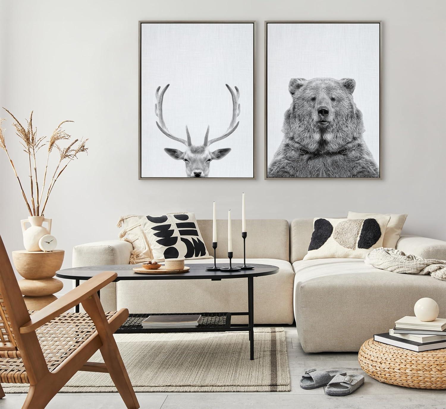 Kate & Laurel All Things Decor Sylvie Deer Framed Canvas Wall Art by Simon Te of Tai Prints