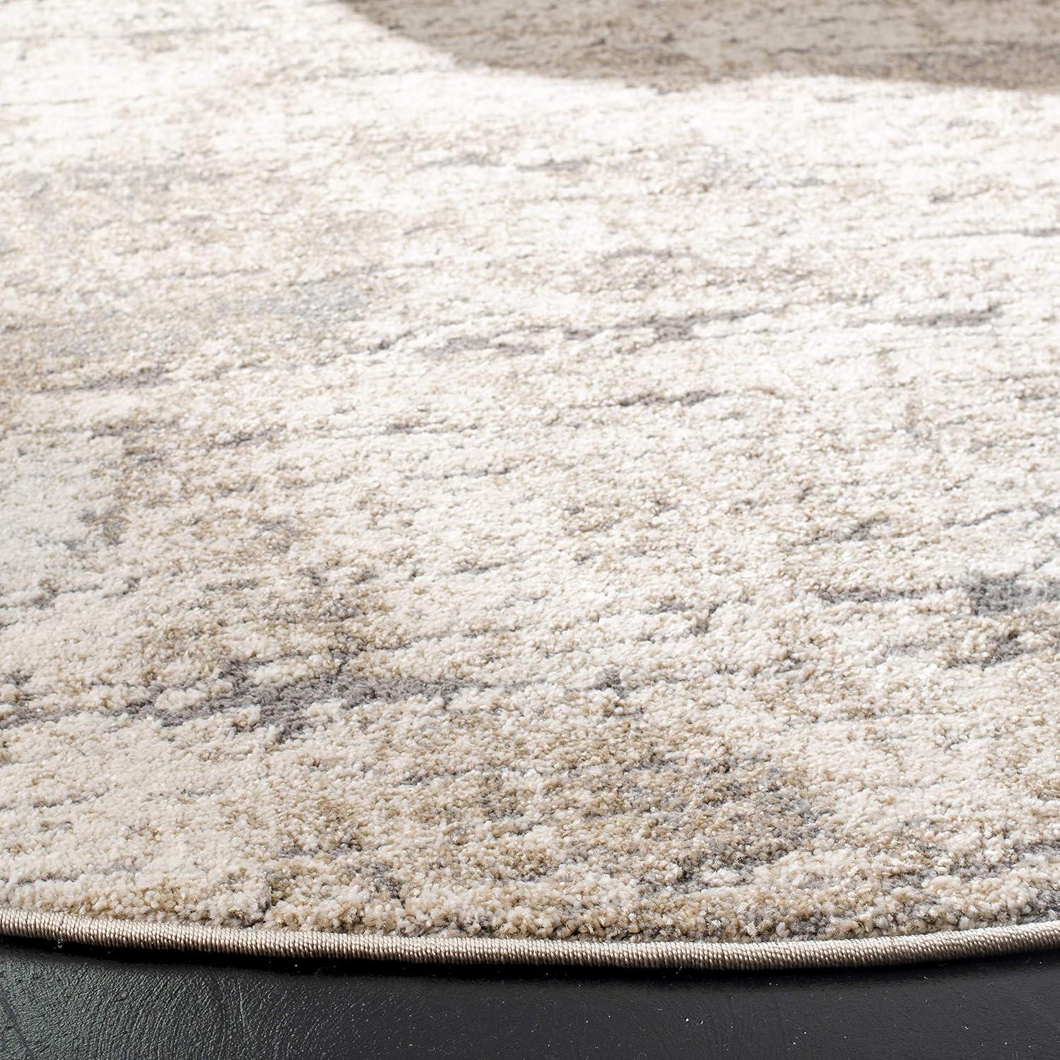 Spirit 100 SPR126 Power Loomed Indoor Area Rug - Taupe/Ivory - 6'7" Round  - Safavieh