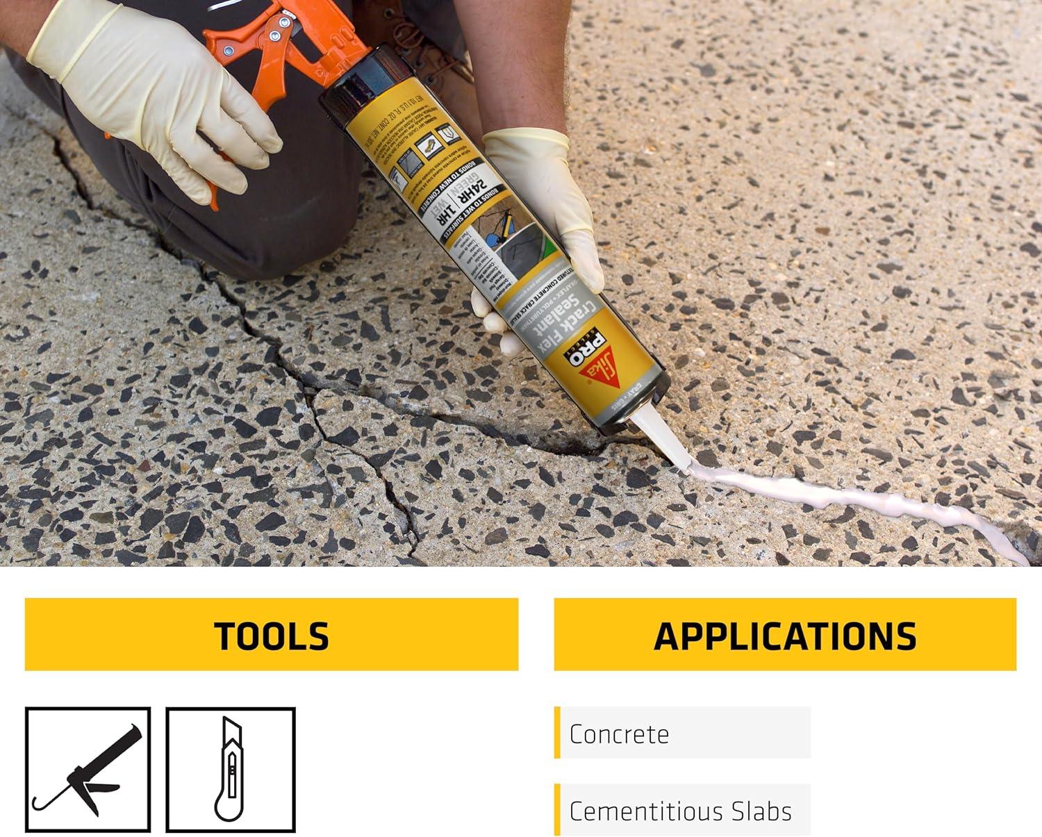 Sikaflex Crack Flex Sealant, Gray, High performance, textured polyurethane sealant, self-leveling, sealant for sealing horizontal cracks, 10.1 fl. Oz (Pack of 1)