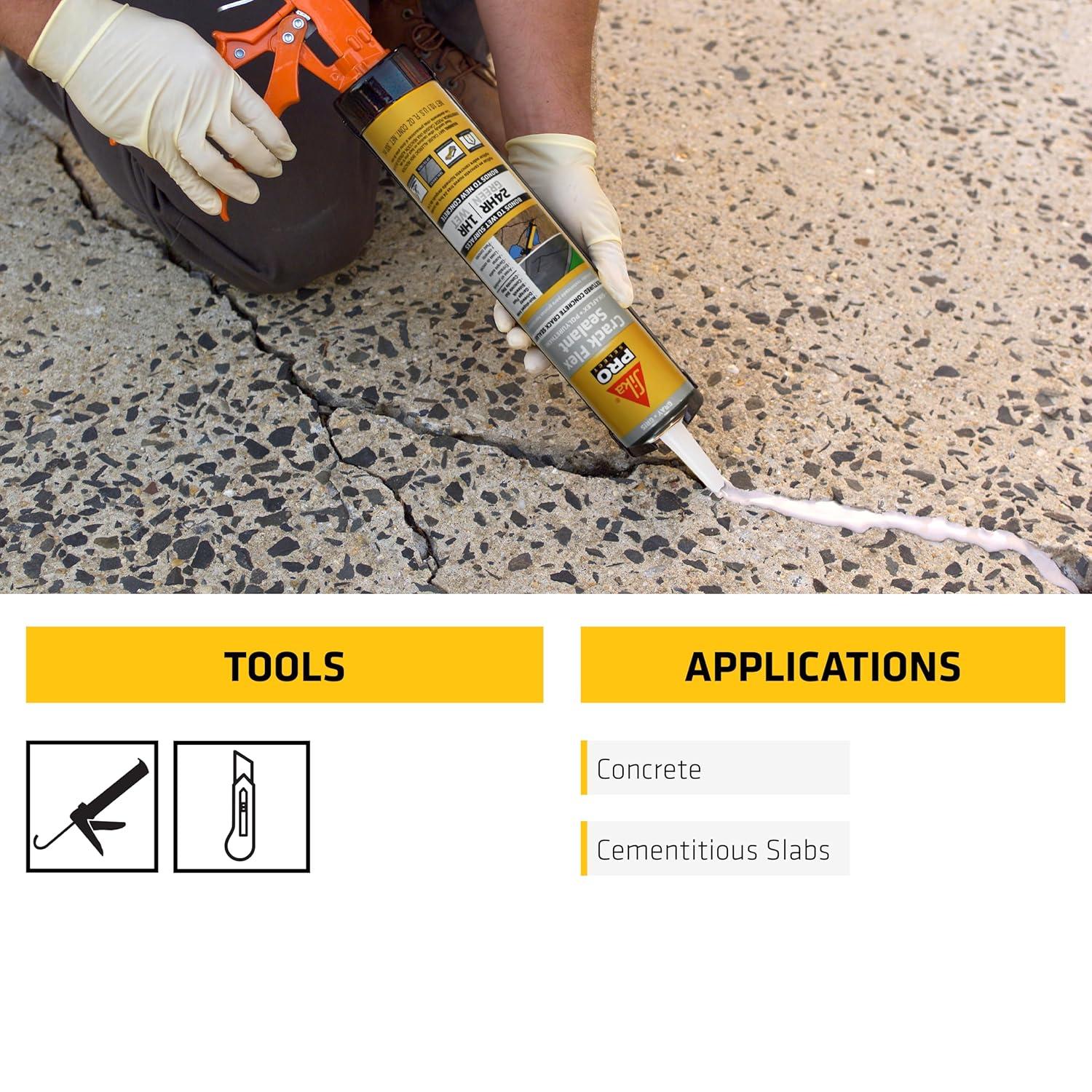 Sikaflex Crack Flex Sealant, Gray, High performance, textured polyurethane sealant, self-leveling, sealant for sealing horizontal cracks, 10.1 fl. Oz (Pack of 1)