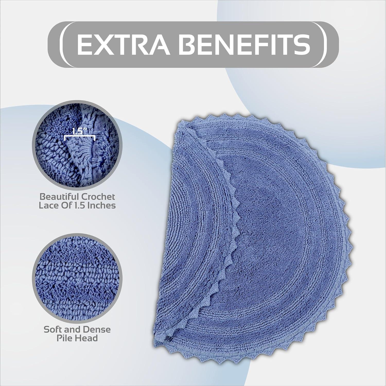 Better Trends Lilly Crochet 100% Cotton Tufted Reversible Bath Rug 30" Round - Blue