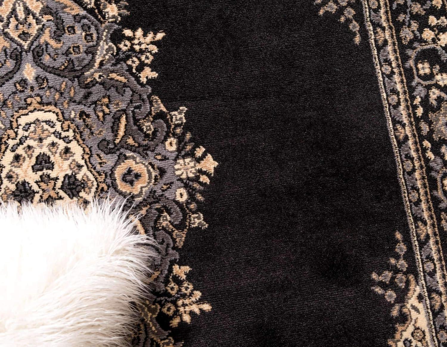 Elegant Medallion 9' x 12' Synthetic Area Rug in Red, Black, and Cream