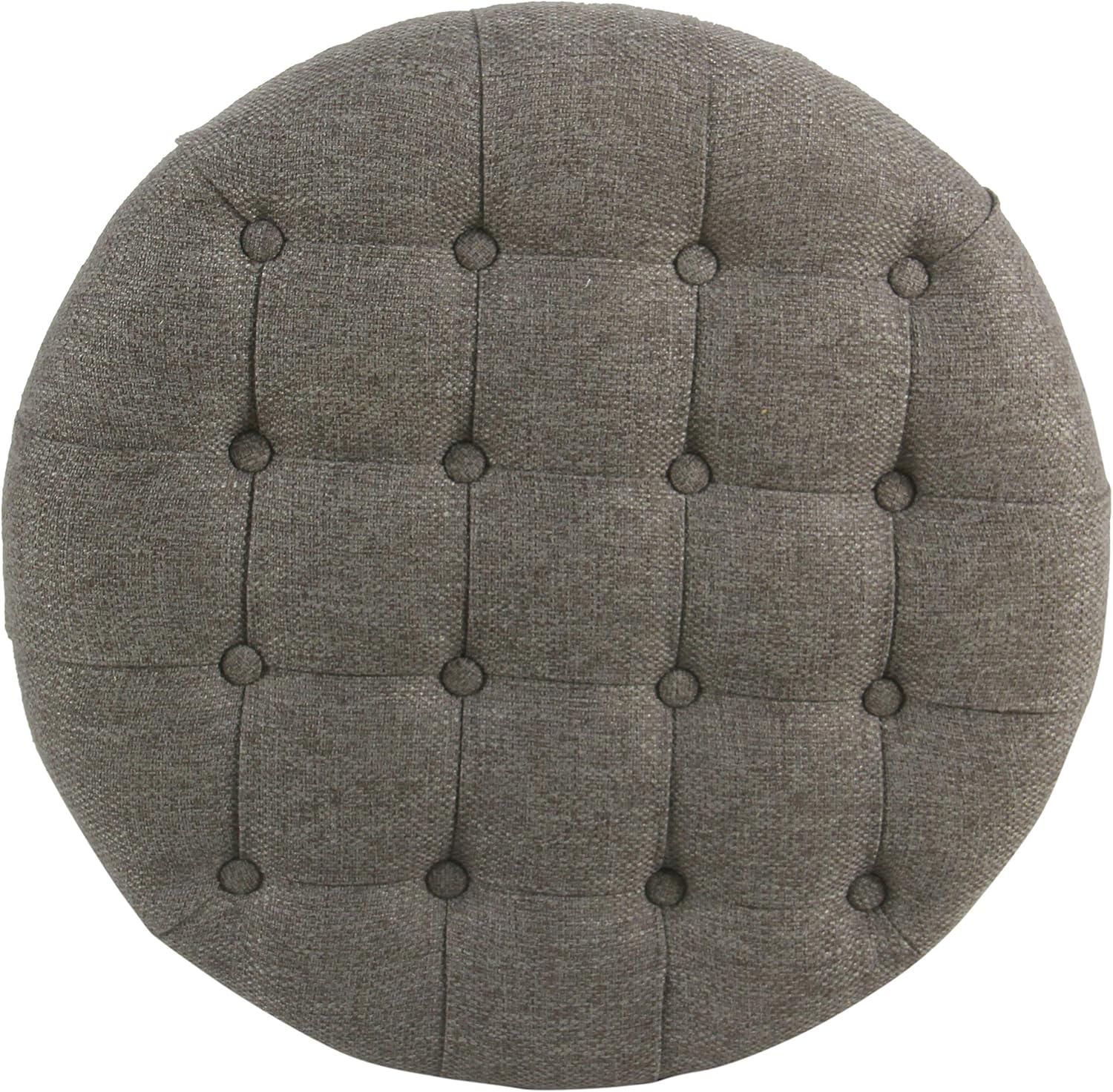 Elegant Dark Gray Tufted Round Cocktail Ottoman with Storage