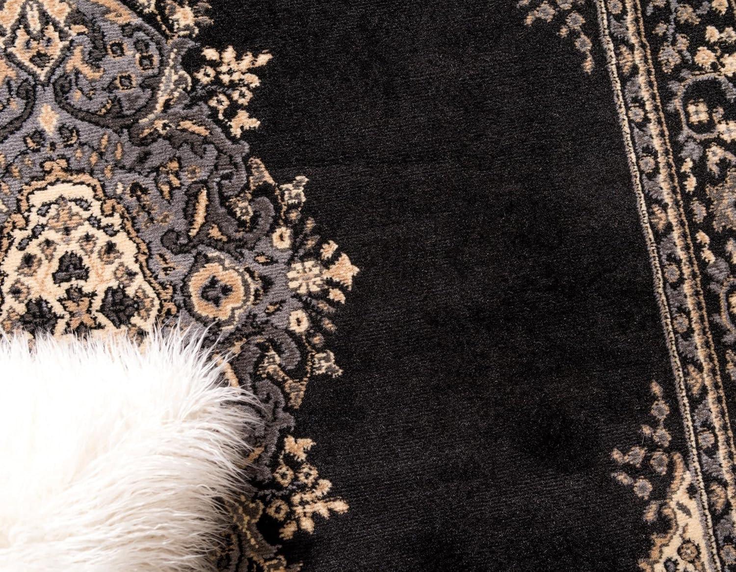 Elegant Medallion 9' x 12' Rectangular Black Synthetic Area Rug