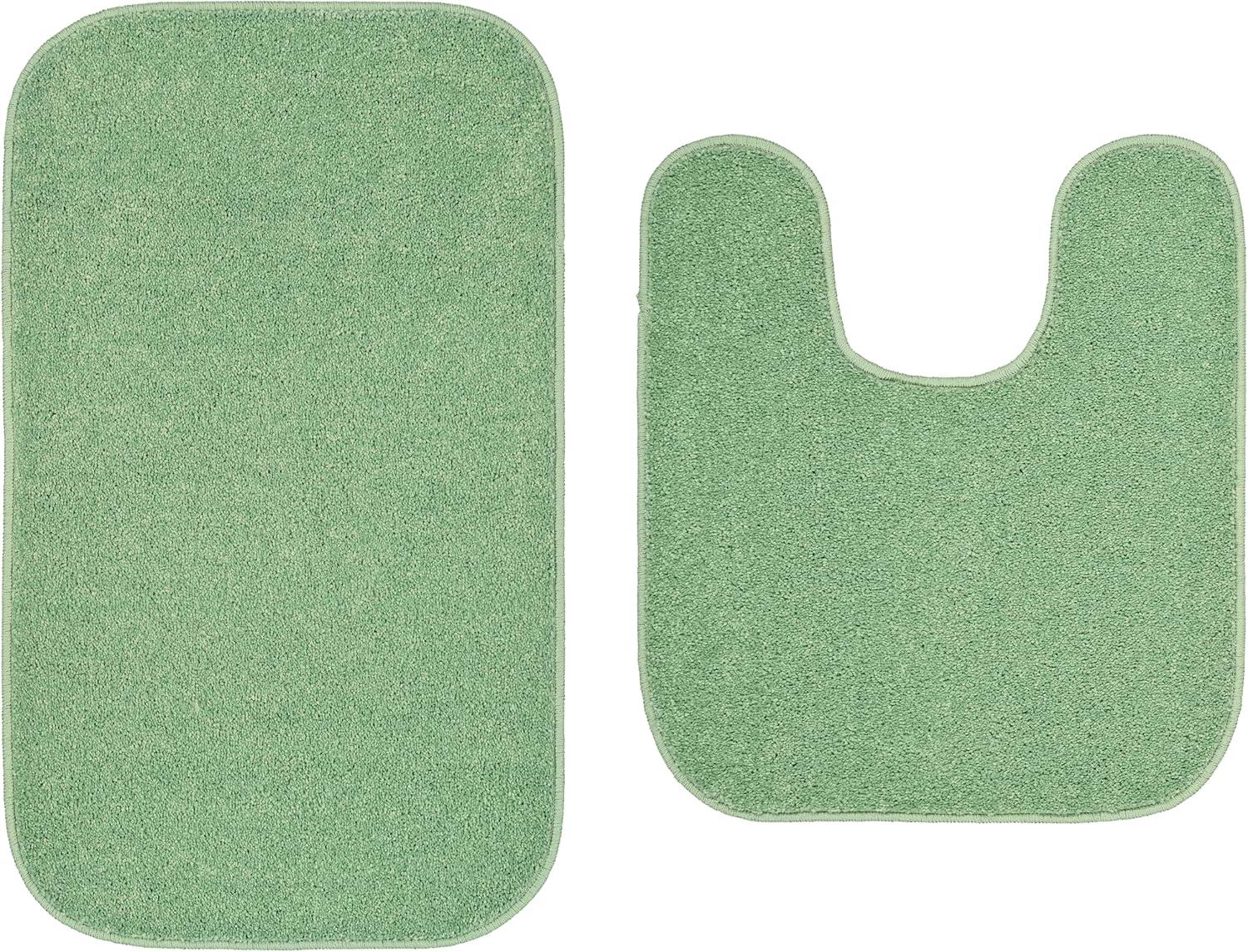 Garland Rug Gramercy Washable Bath Rug Set, 2-Piece (20"x34" & Contour Rug) Deep Fern
