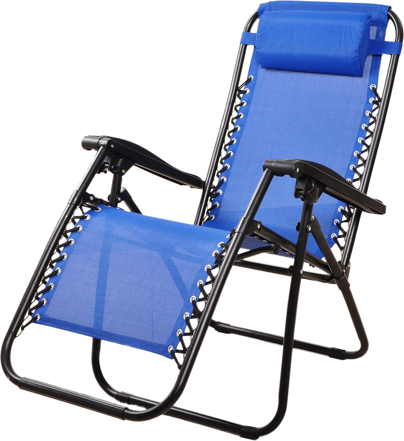 Elevon Adjustable Zero Gravity Recliner Lounge Chair w/ Detachable Cup Holder for Outdoor Deck, Patio, Beach or Bonfire, Weight Capacity 300Lbs, Blue