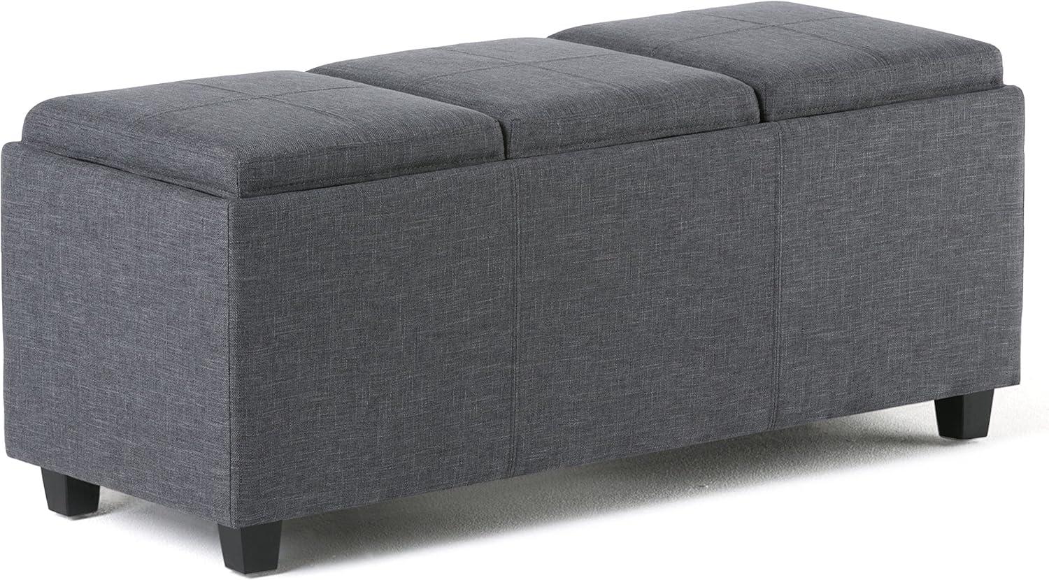 Simpli Home Avalon Storage Bench in Slate Gray