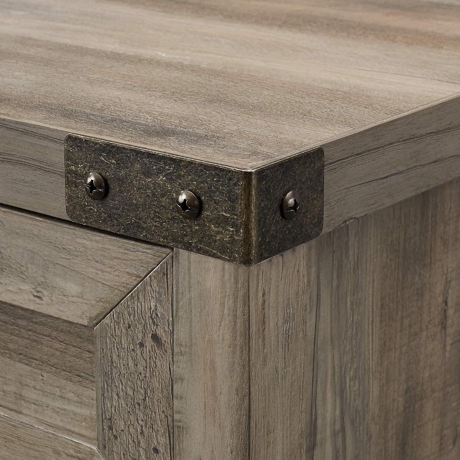Walker Edison Sliding Barn Door Accent Cabinet, Grey Wash