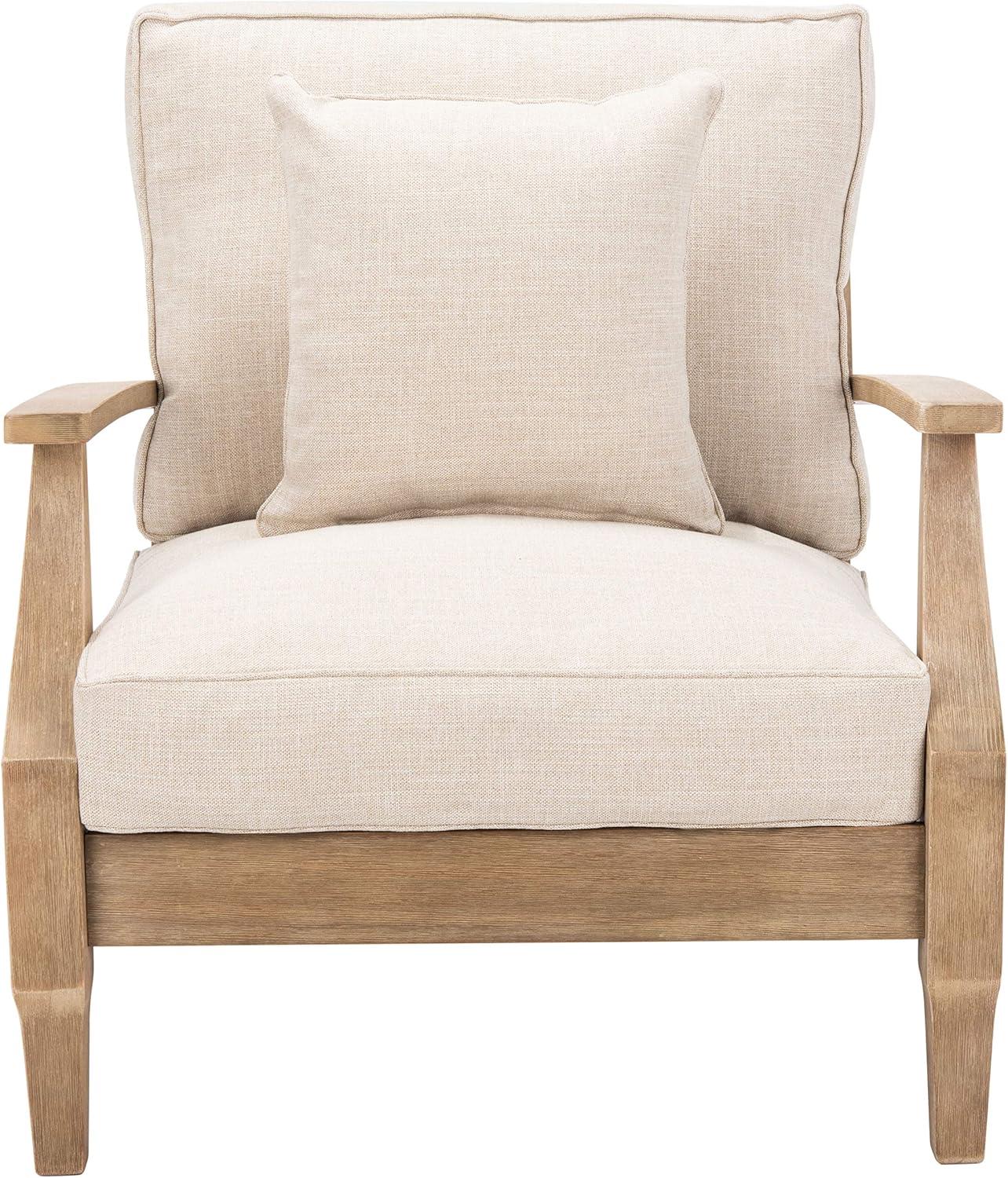 SAFAVIEH Couture Martinique Coastal Eucalyptus Wood Solid Armchair, Natural/Beige