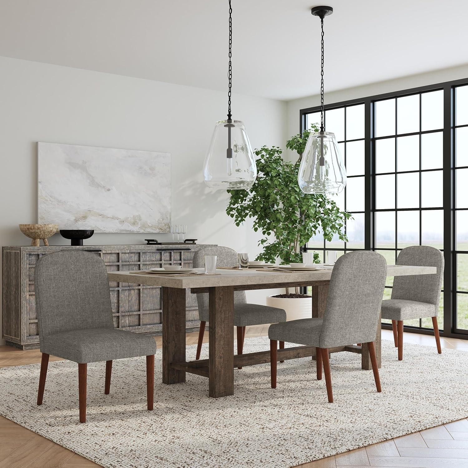 Gray Upholstered Side Chair with Wood Legs