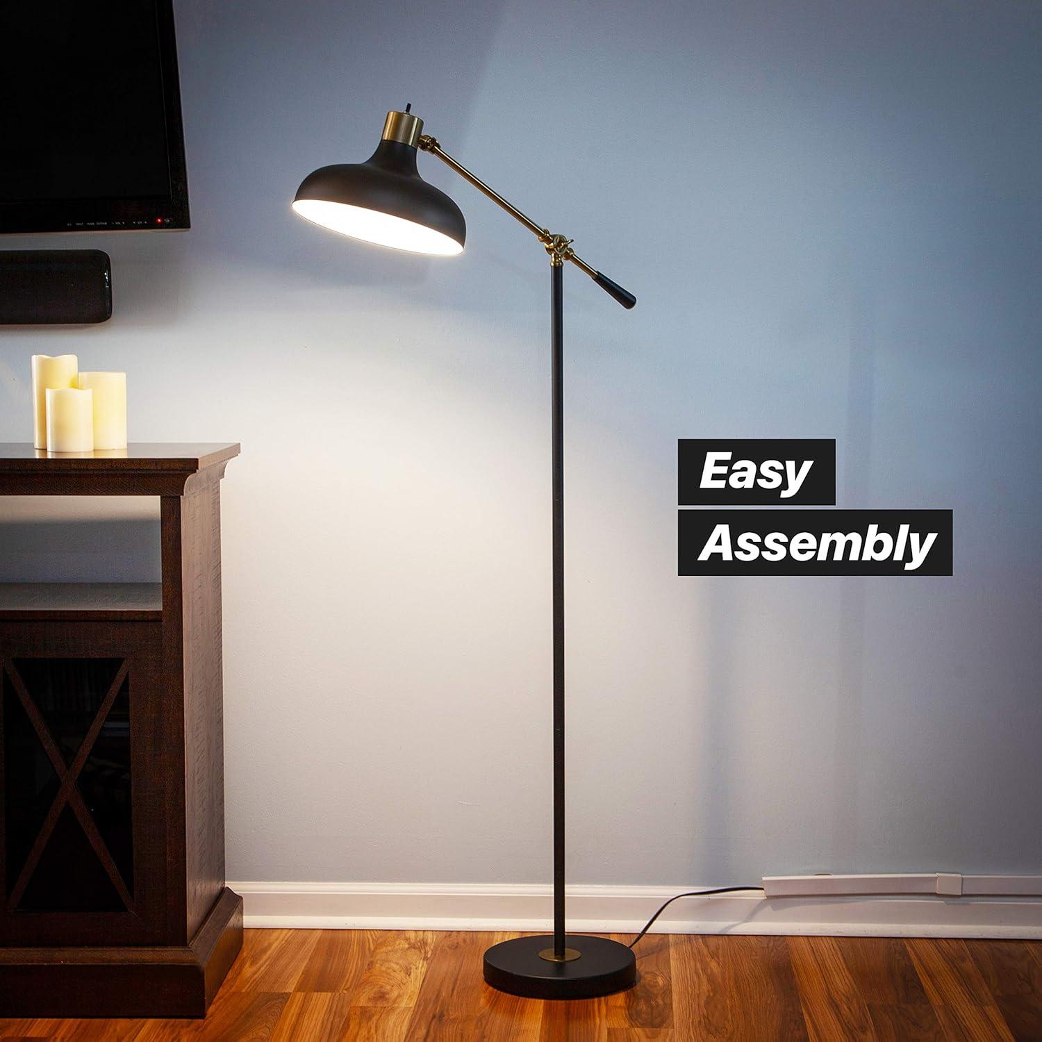 Brightech Wyatt 60 in. Industrial Adjustable LED Floor Lamp with Metal Bowl Shade