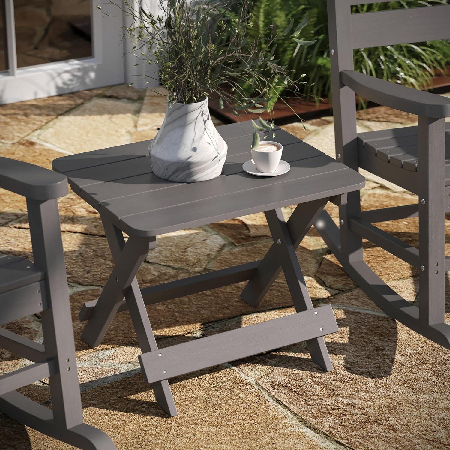 Gray HDPE Folding Adirondack Outdoor Side Table