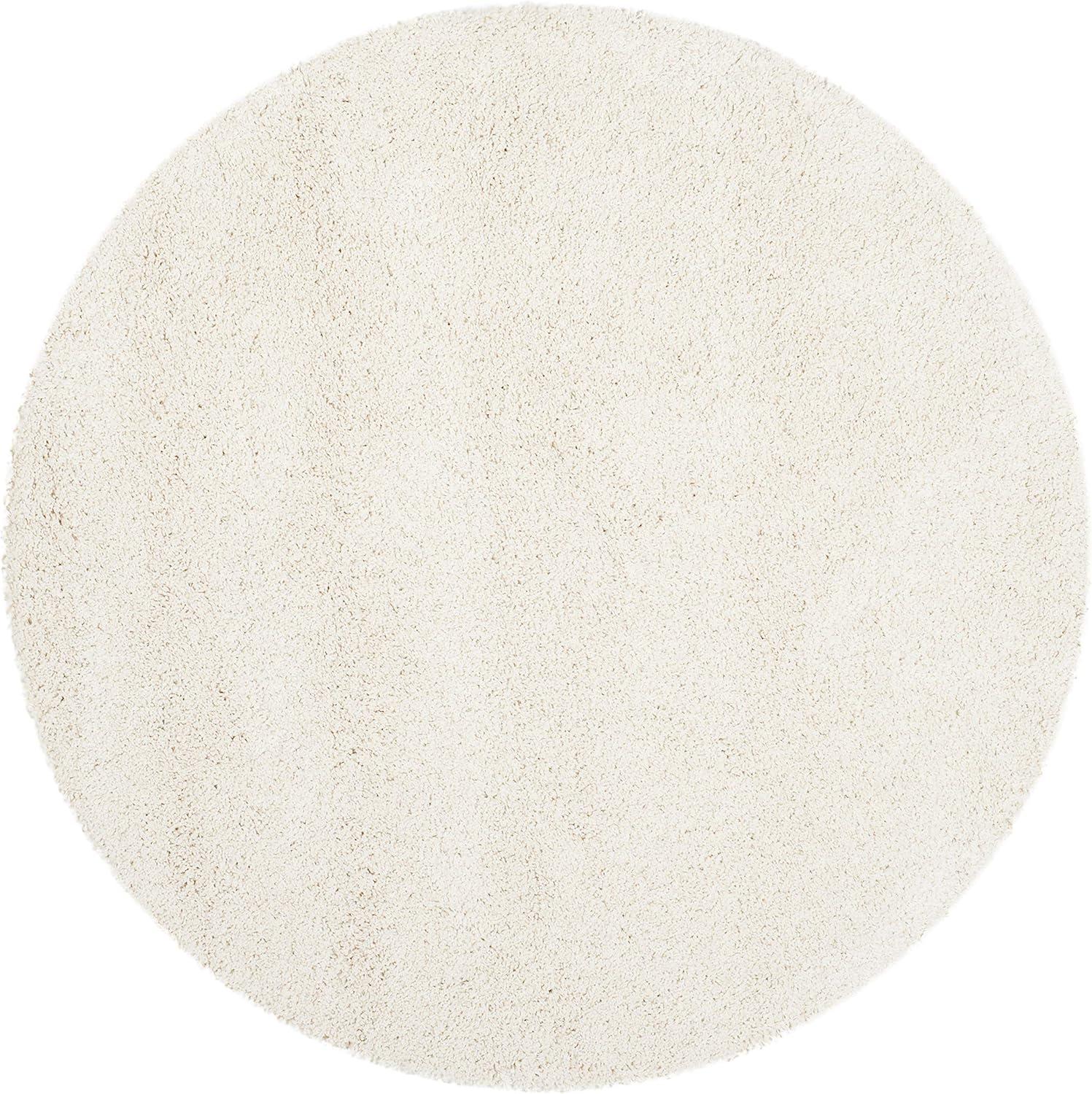 Milan Shag SG180 Power Loomed Indoor Area Rug - Ivory - 5'1" Round - Safavieh