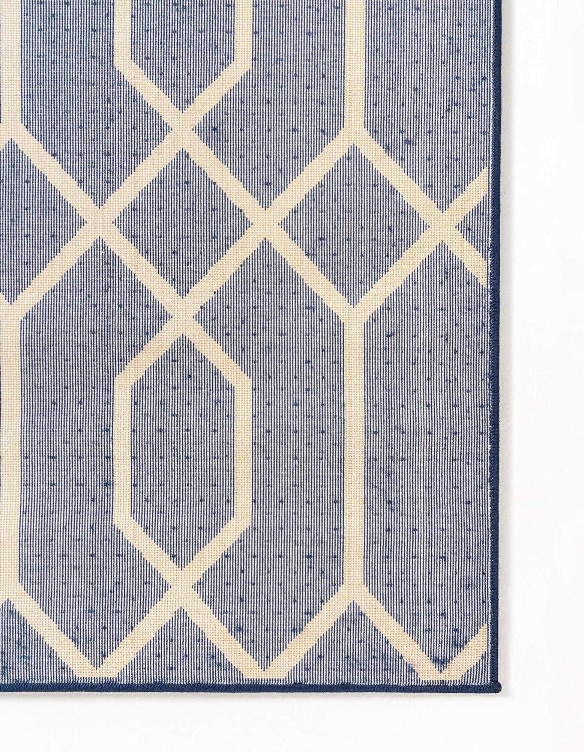 Glam Navy Blue Gold Area Rug