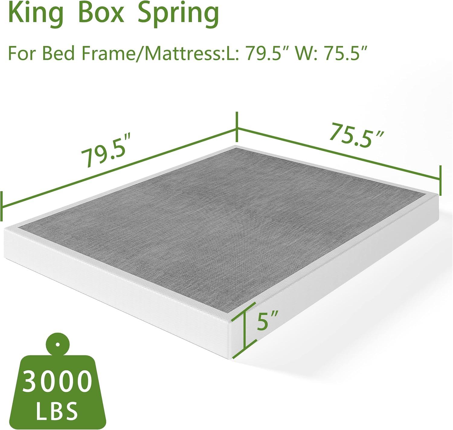 King Size Black Metal Box Spring with Cotton Blend Cover