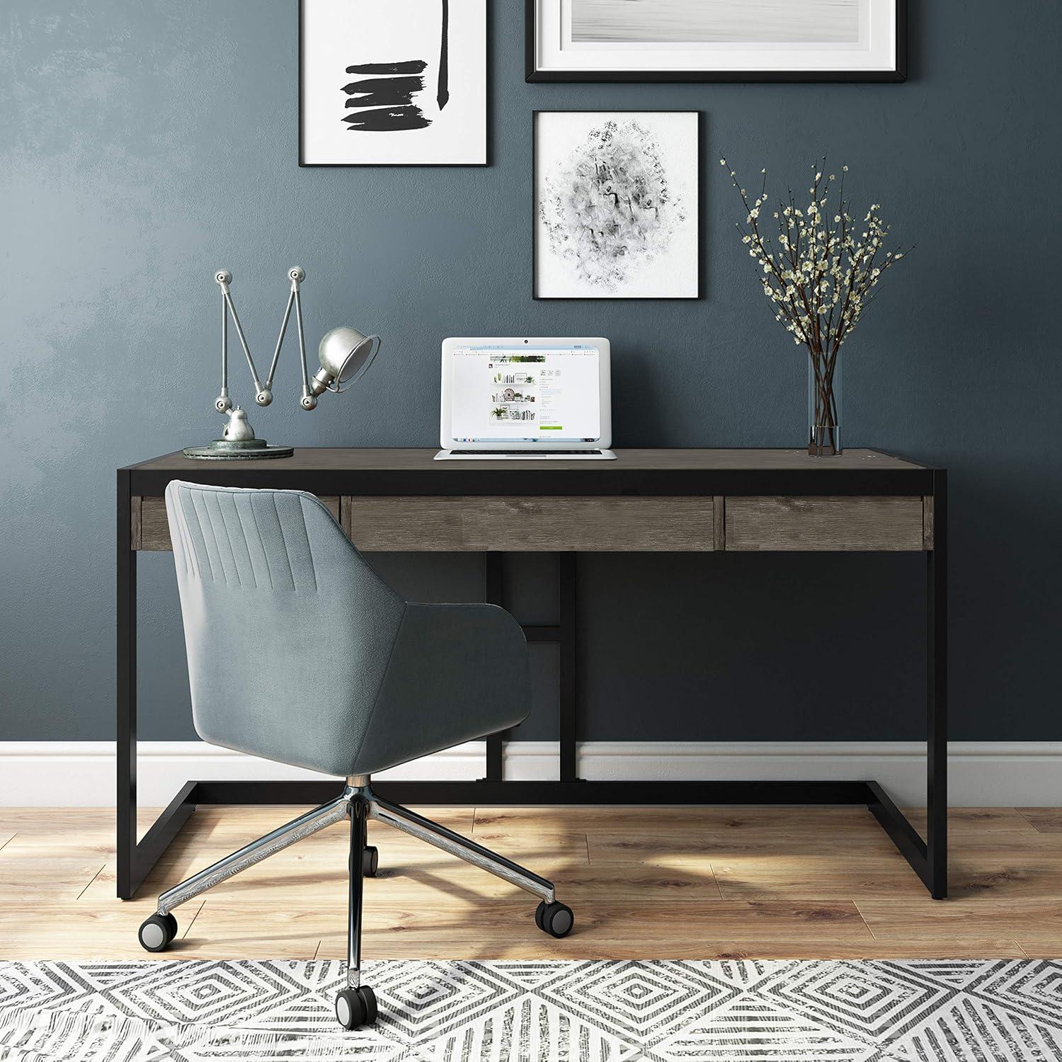 Simpli Home Erina Solid Acacia Wood Desk, Industrial Style with Keyboard Tray and 2 Drawers & Reviews | Wayfair