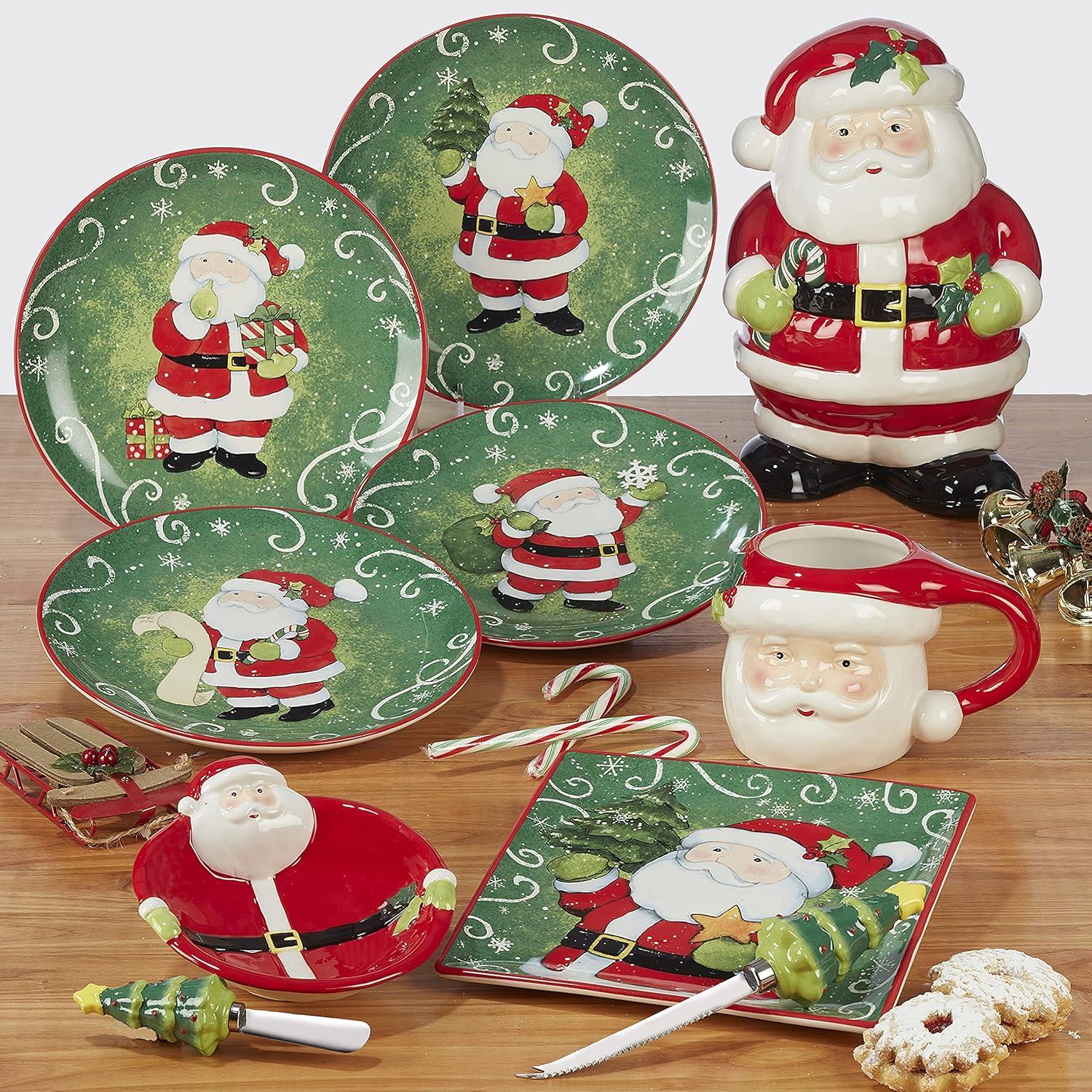 Holiday Magic Santa Ceramic Christmas Mugs, Set of 4