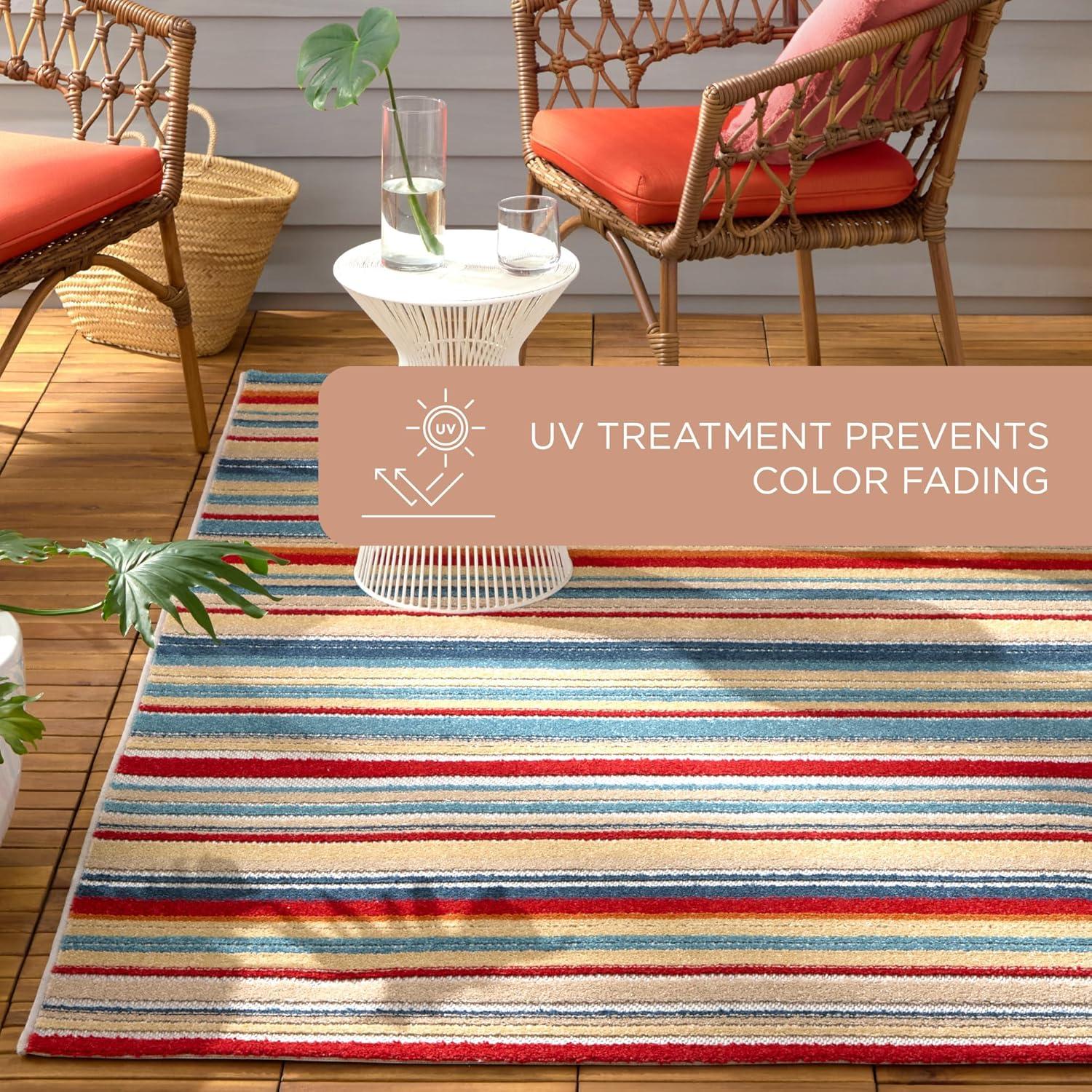 TOWN & COUNTRY EVERYDAY Rio Multicolor Stripe Outdoor Rug Red/Multi