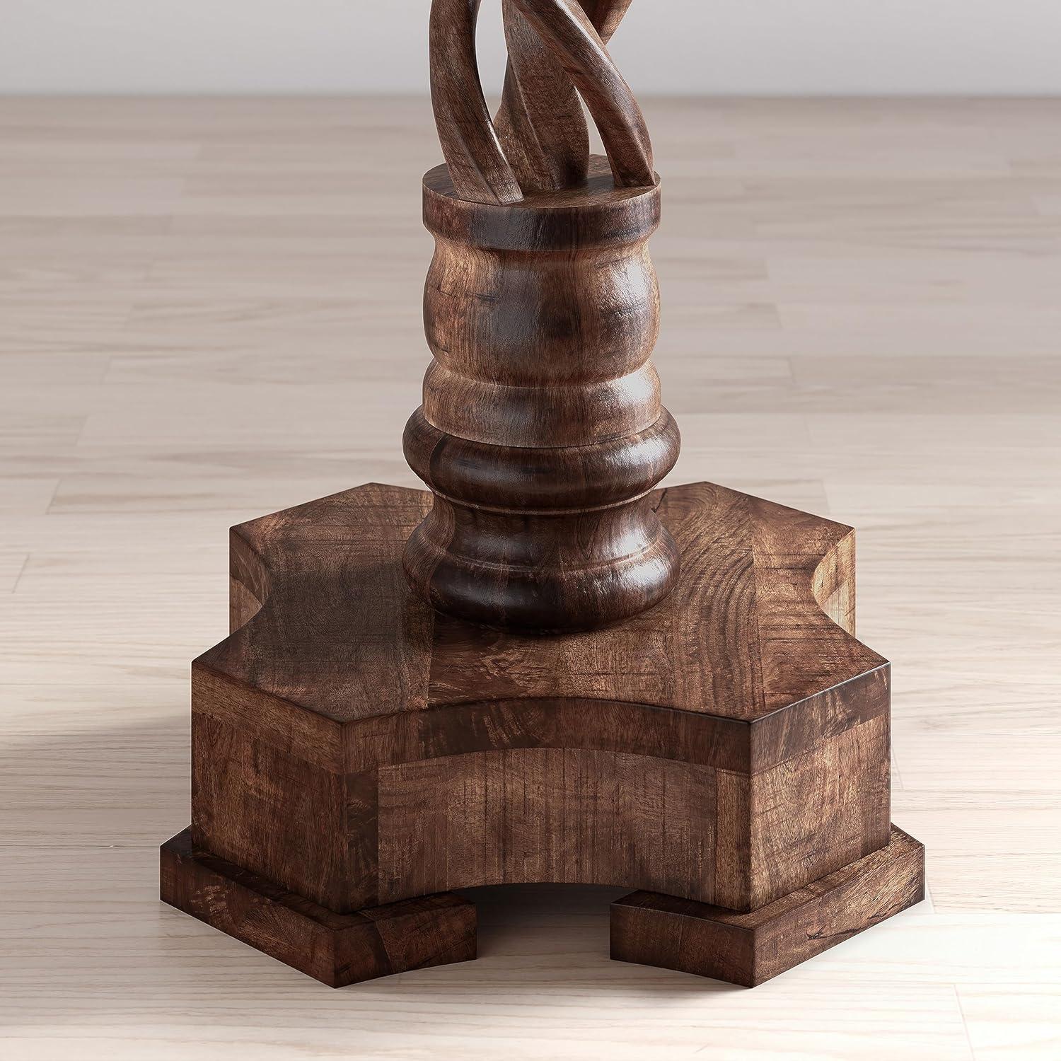 Jofran, Global Archive Hand Carved Solid Mango Wood Pedestal Table