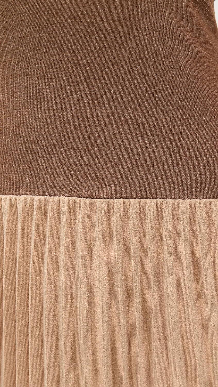 Chocolate Brown Sleeveless Maxi Dress with Pleated Skirt