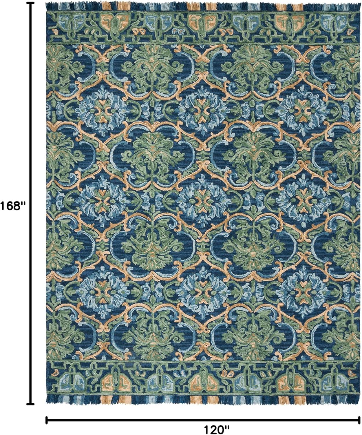 SAFAVIEH Blossom Abram Geometric Area Rug, Navy/Green, 10' x 14'
