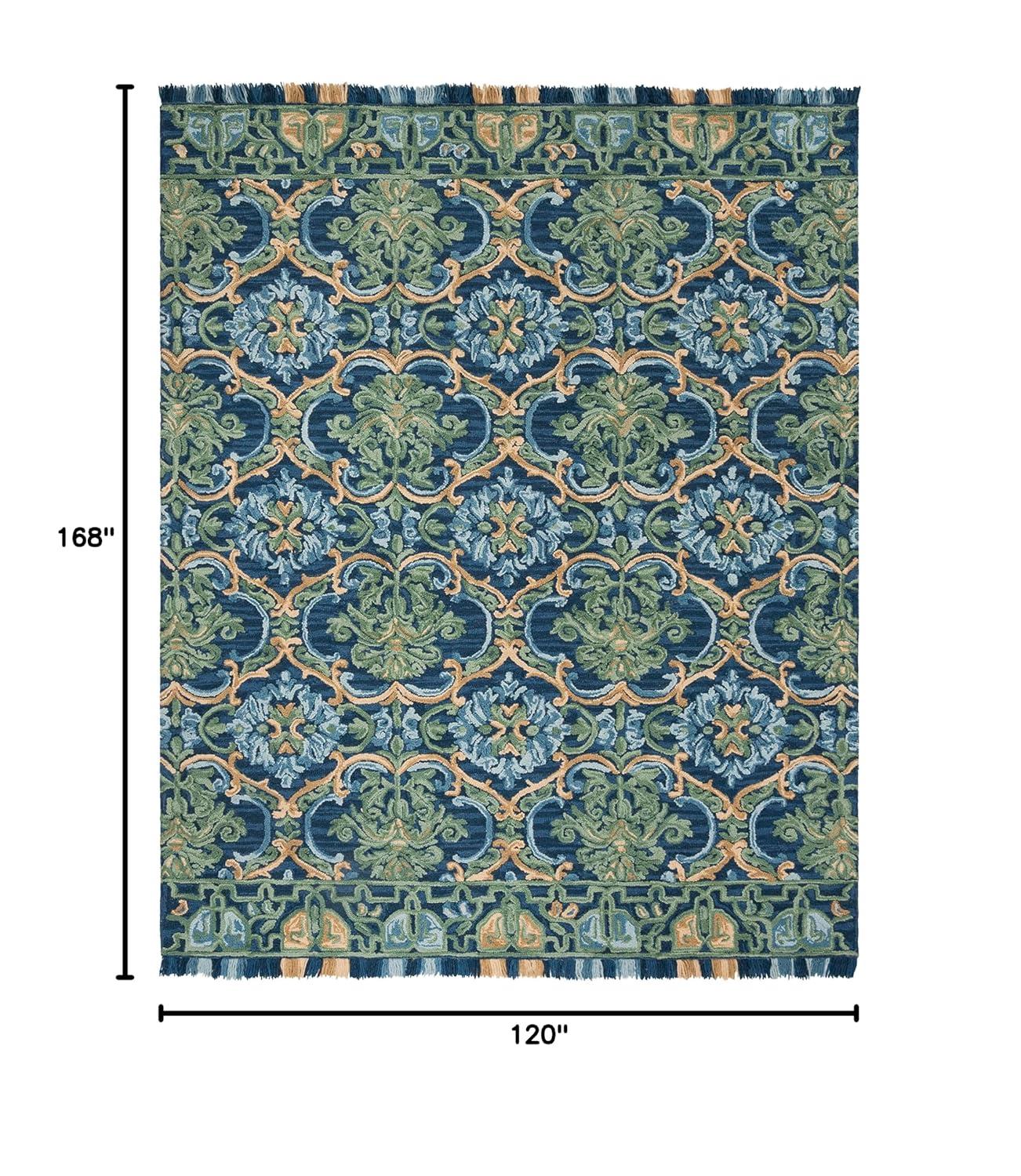SAFAVIEH Blossom Abram Geometric Area Rug, Navy/Green, 10' x 14'
