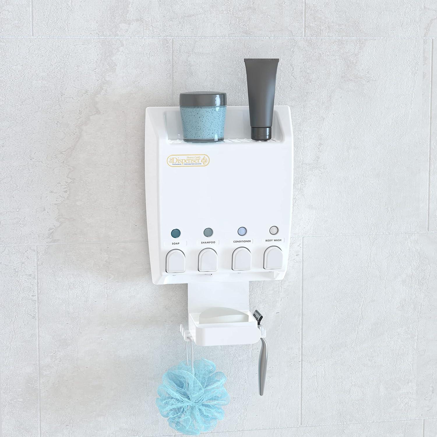 Better Living Products  ULTI-MATE 4 Chamber Shower Dispenser with Shower Caddy White