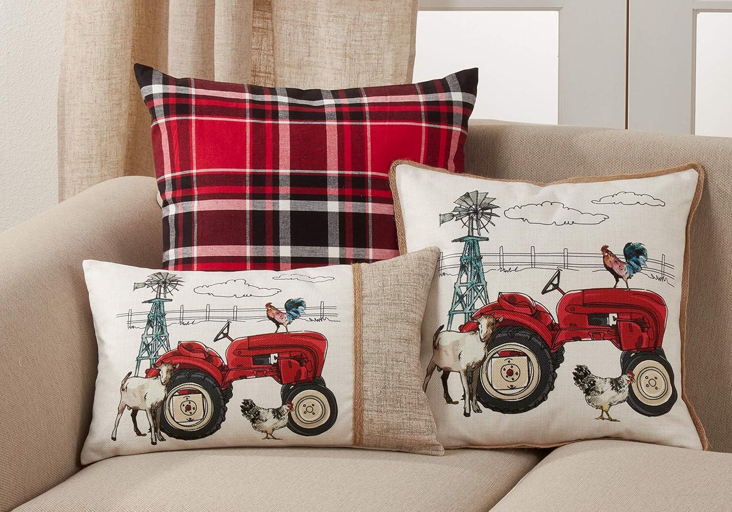 Saro Lifestyle Farm Tractor Throw Pillow With Poly Filling