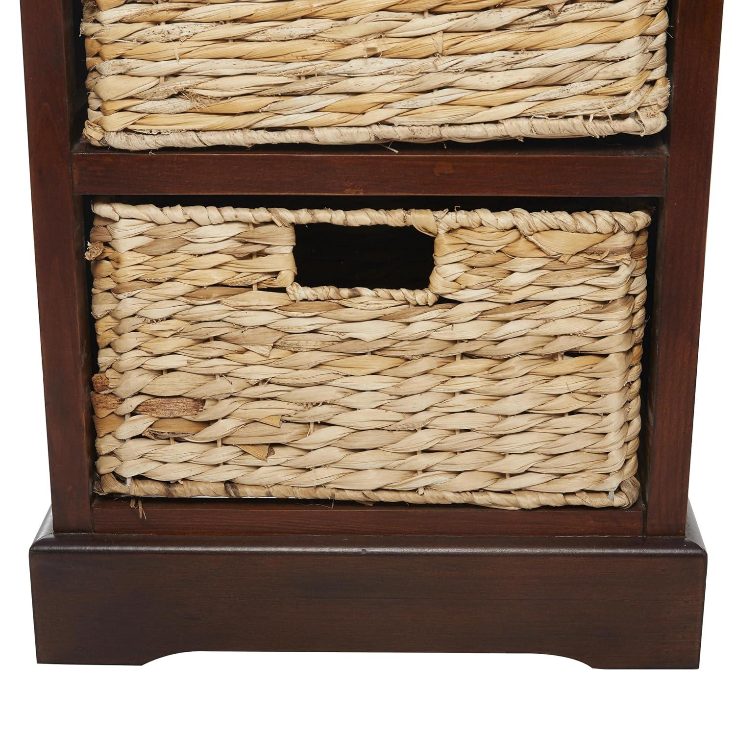 Wooden Side Chest with Wicker Drawers Brown - Olivia & May