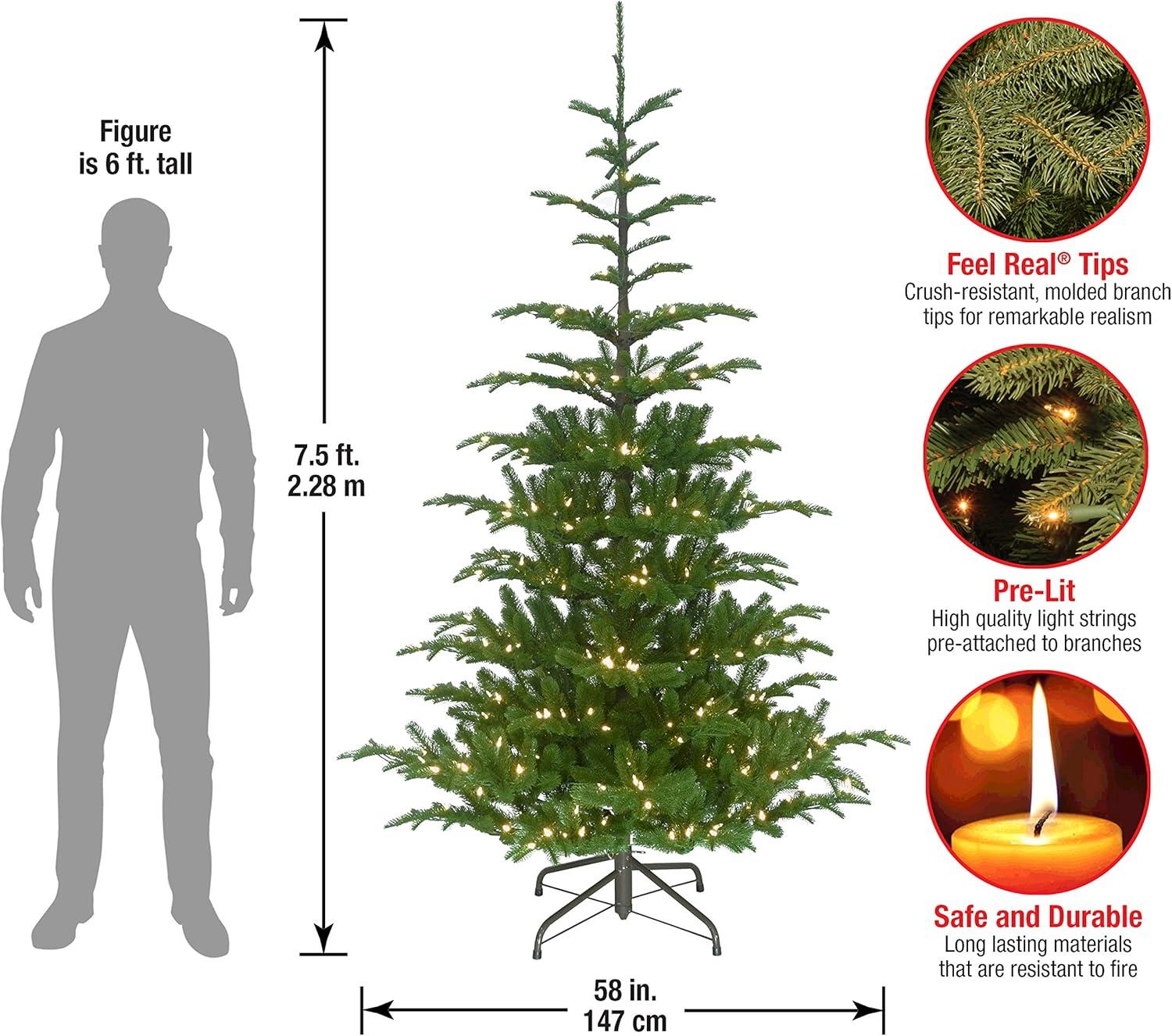 7.5 ft Green Norwegian Spruce Christmas Tree with Clear Lights