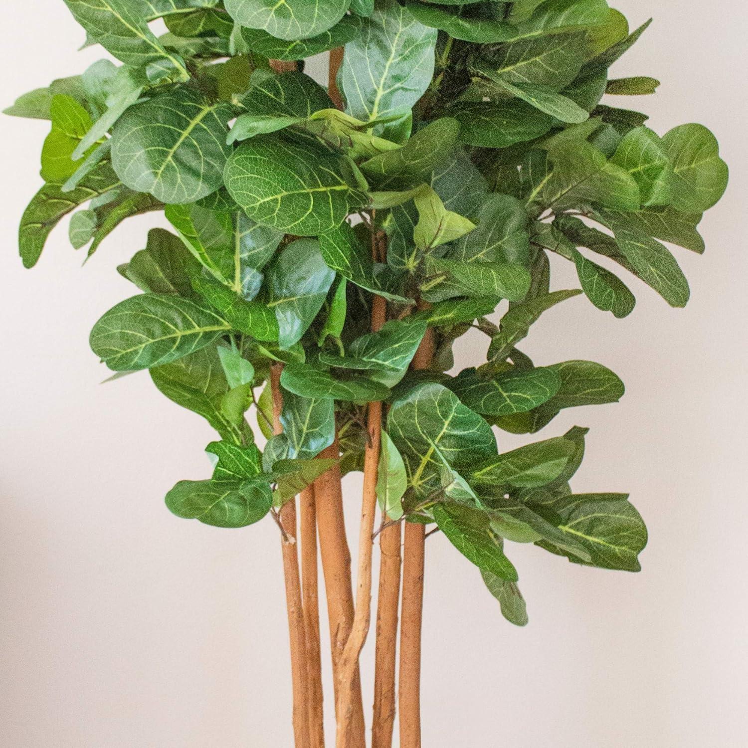 Nearly Natural 7’ Fiddle Leaf Fig Artificial Tree Beige Trunk