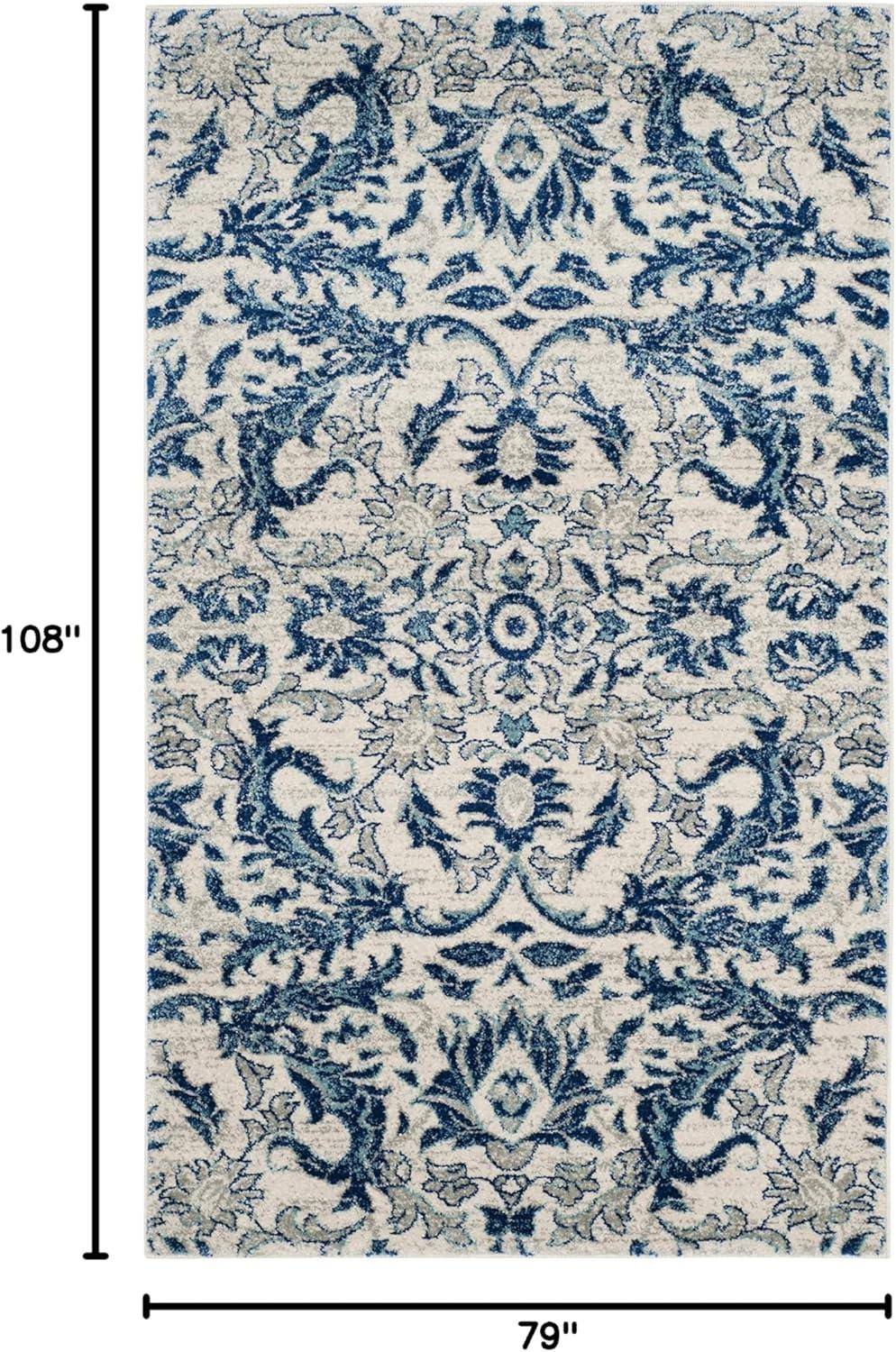 Evoke EVK238 Power Loomed Area Rug - Ivory/Gold - 6'7"x9' - Safavieh.