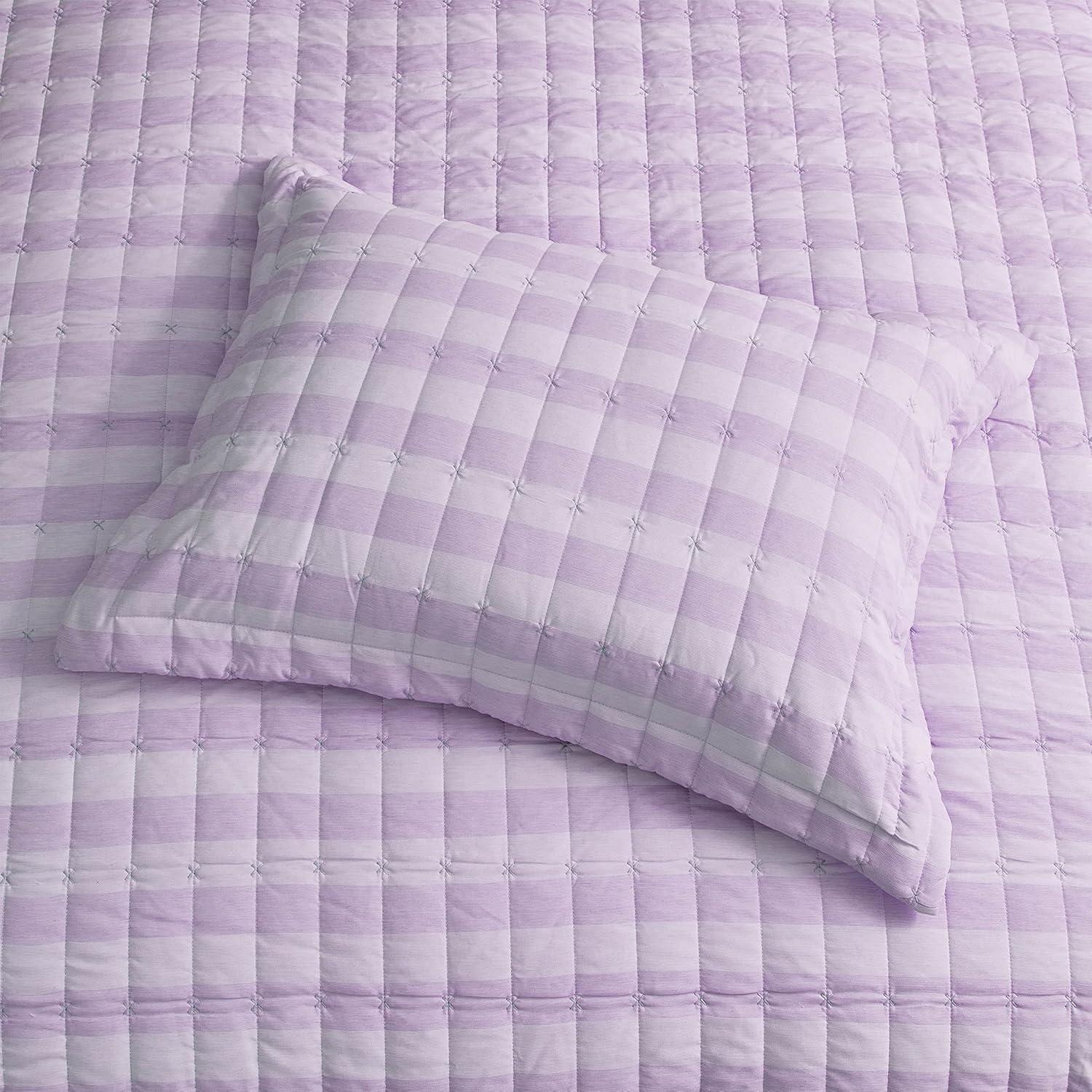 Sweet Home Collection Oversized Prewashed Checkered Plaid Embroidered Vintage Soft Quilt Set
