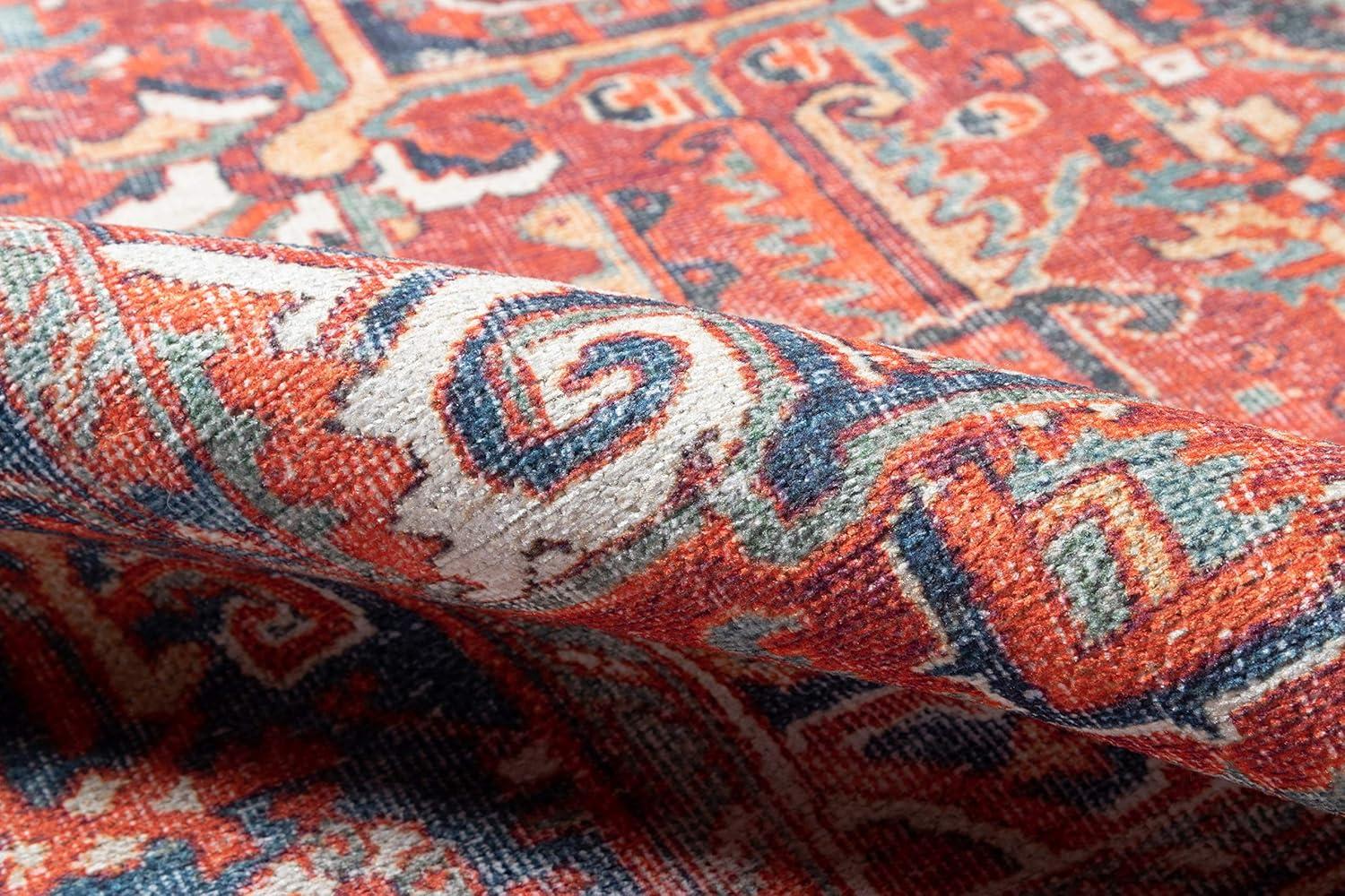 5'6"x8'6" Chandler Medallion Area Rug Red - Momeni: Bohemian Shibori Pattern, Medium Pile, Indoor Use, 6x8 Rug