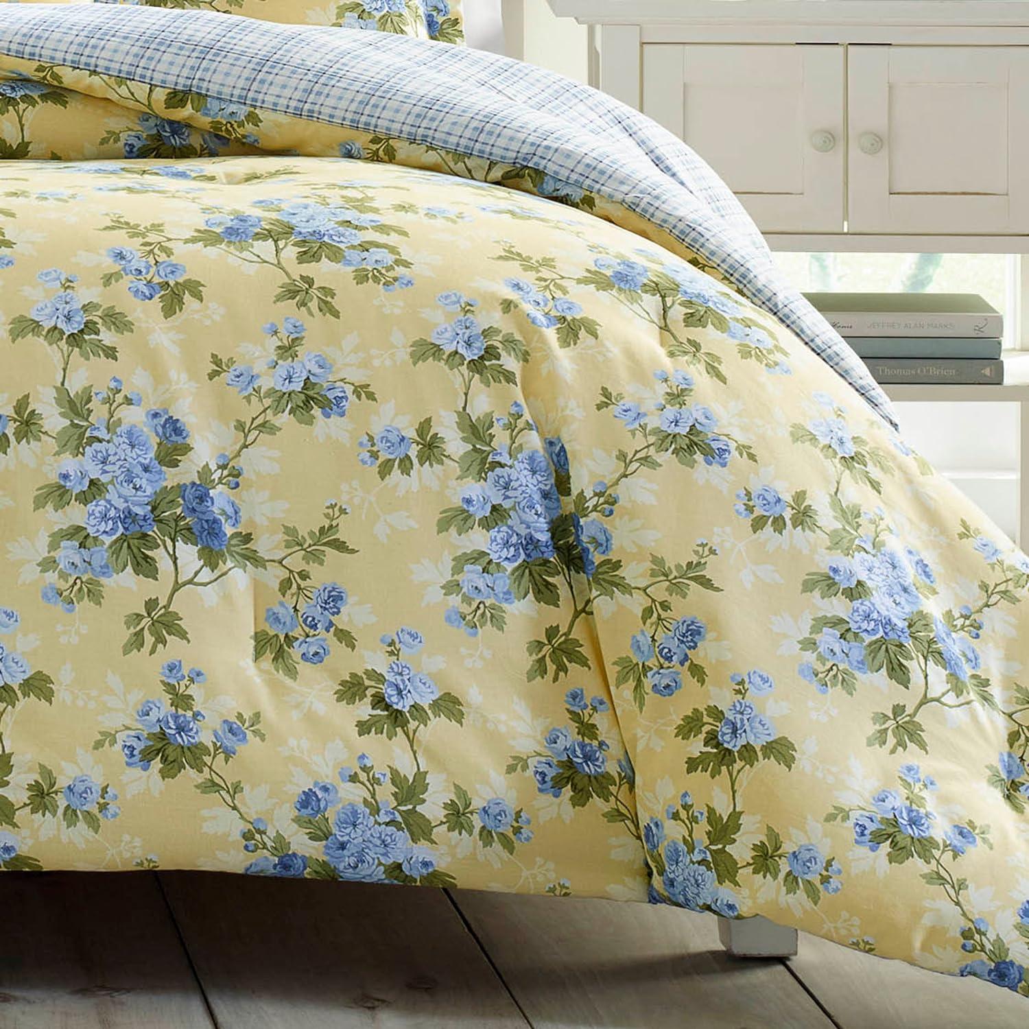 Laura Ashley Laura Ashley Cassidy Floral Yellow Cotton Comforter Bonus Set