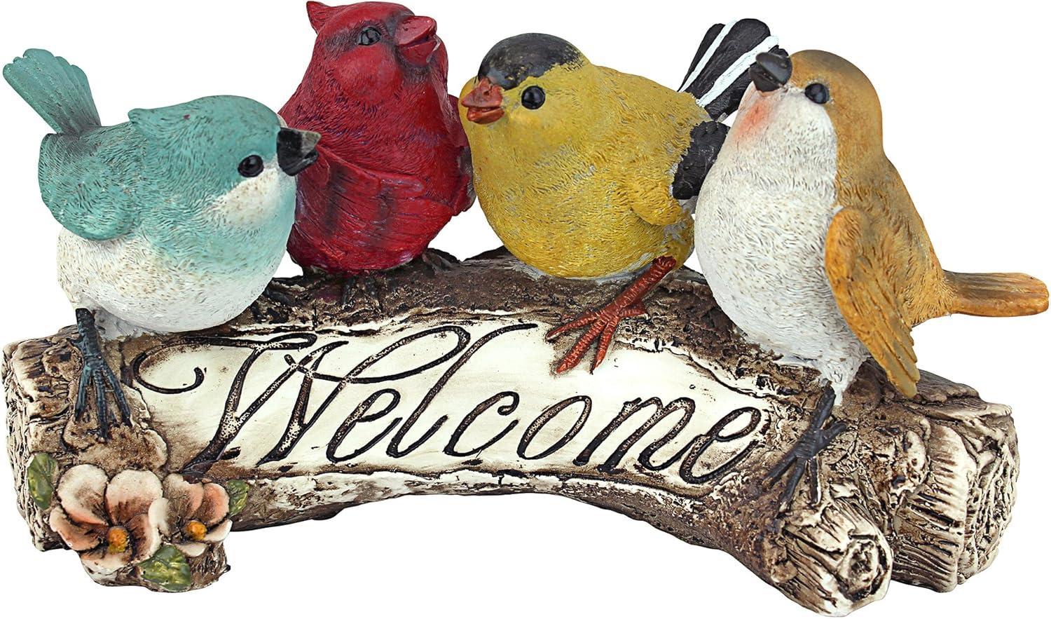 Multicolored Resin Bird Welcome Statue for Garden