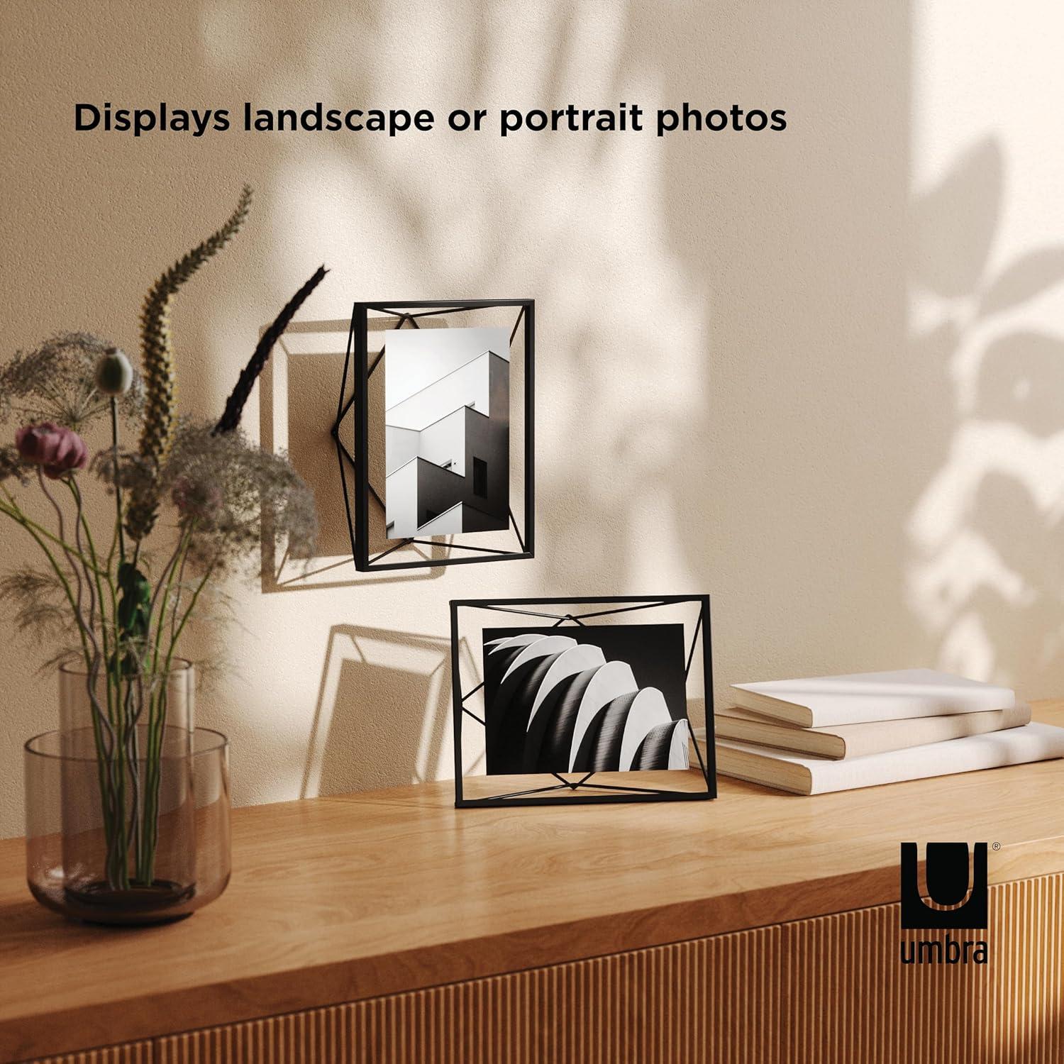 Umbra Prisma Picture Frame, 5x7 Metal Photo Display for Desk or Wall, 5" x 7", Black
