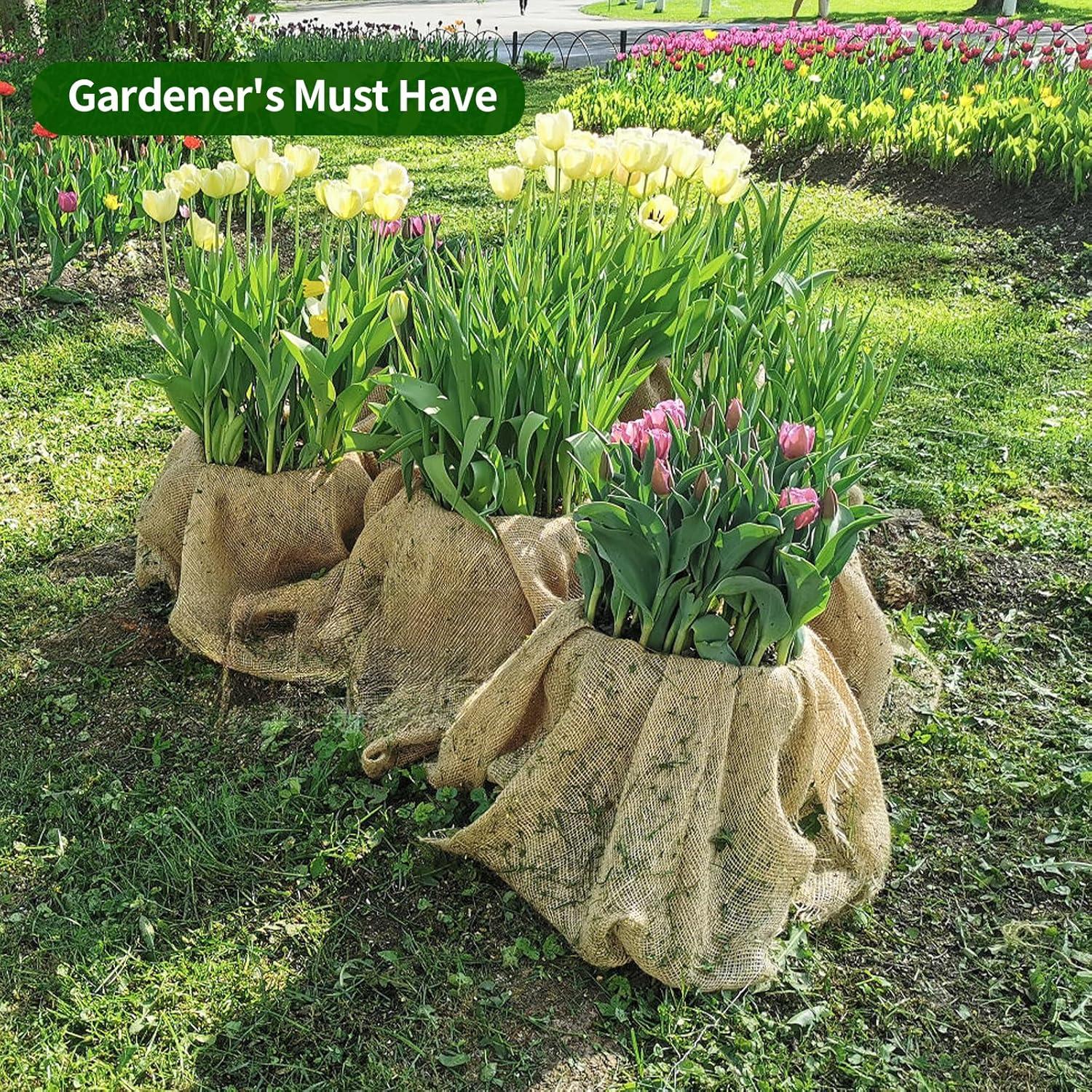 40 in. x 15 ft. Gardening Burlap Roll - Natural Burlap Fabric for Weed Barrier, Tree Wrap Burlap, Rustic Party Decor