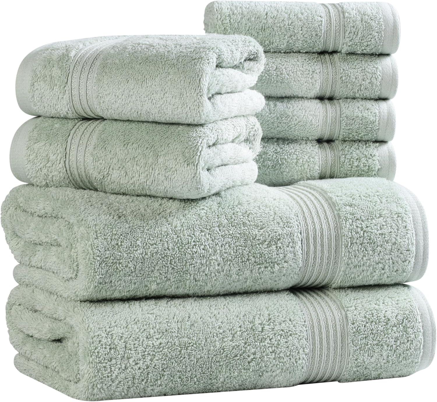 Superior Egyptian Cotton Absorbent 8-Piece Sage Towel Set