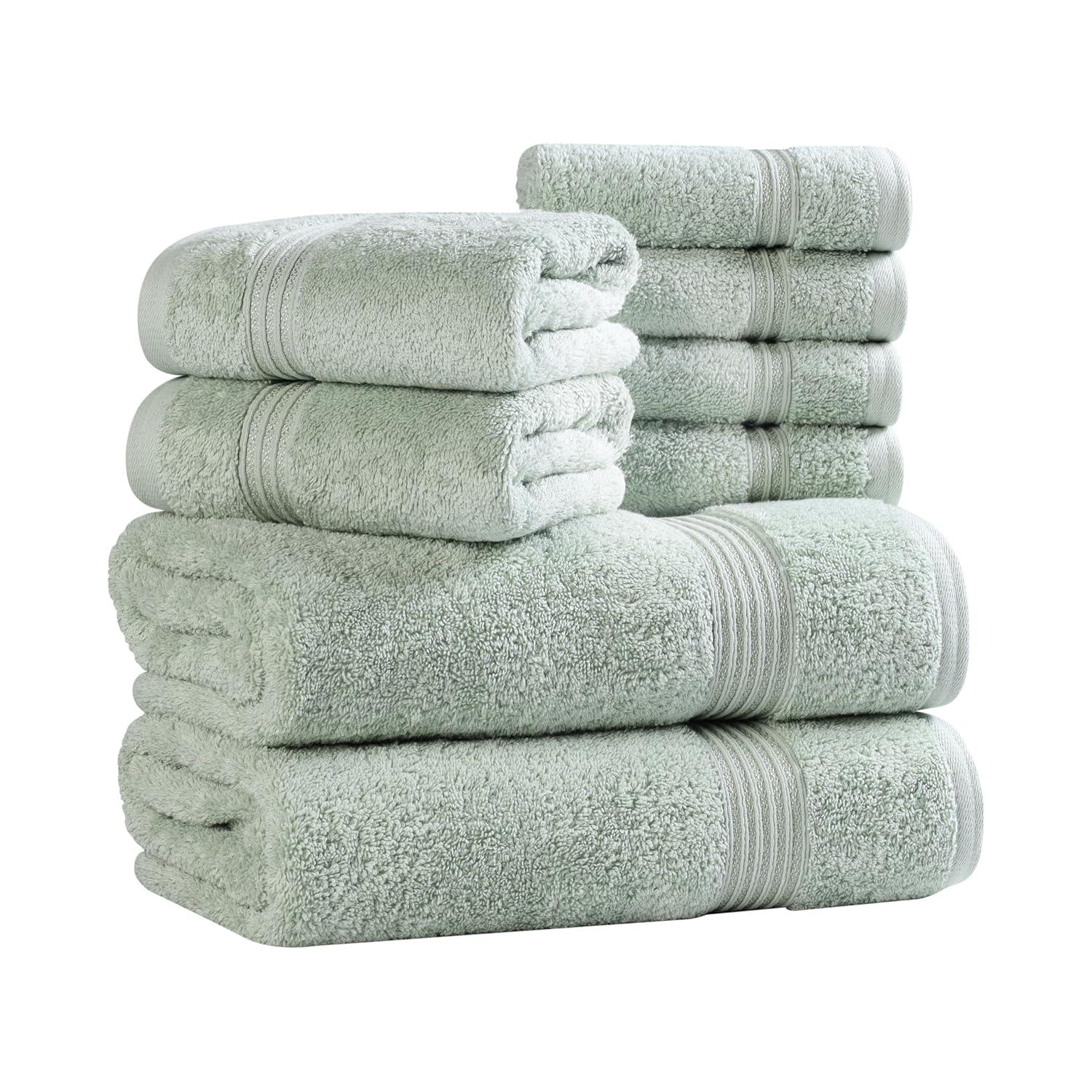 Superior Egyptian Cotton Absorbent 8-Piece Sage Towel Set