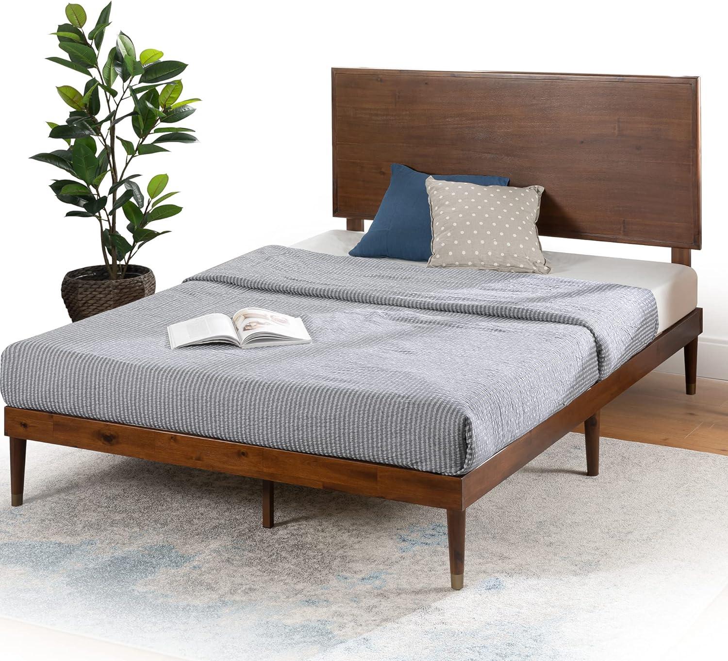 Zinus Raymond 38" Wood Platform Bed Frame with Adjustable Wood Headboard, King